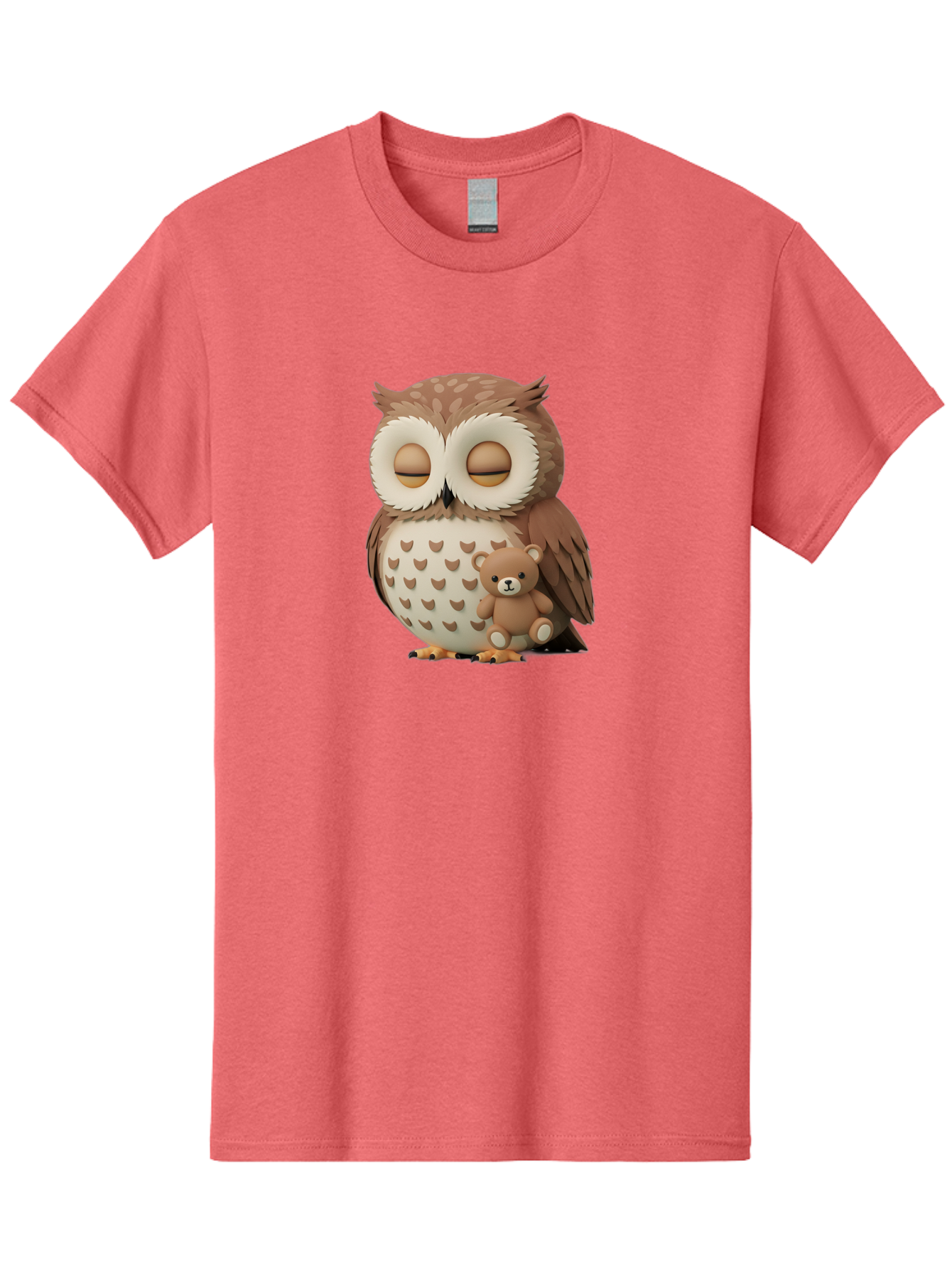 Owl-With-Teddy-1 Men'S Graphic Tee, 100% Cotton, Comfortable Casual Summer Wear, Machine Washable, Vintage Camera, Old Camera, Antique Camera, Black Camera, Classic Photography, Photography Equipment, Nostalgic Device, Film Camera, Camera Art Baf936