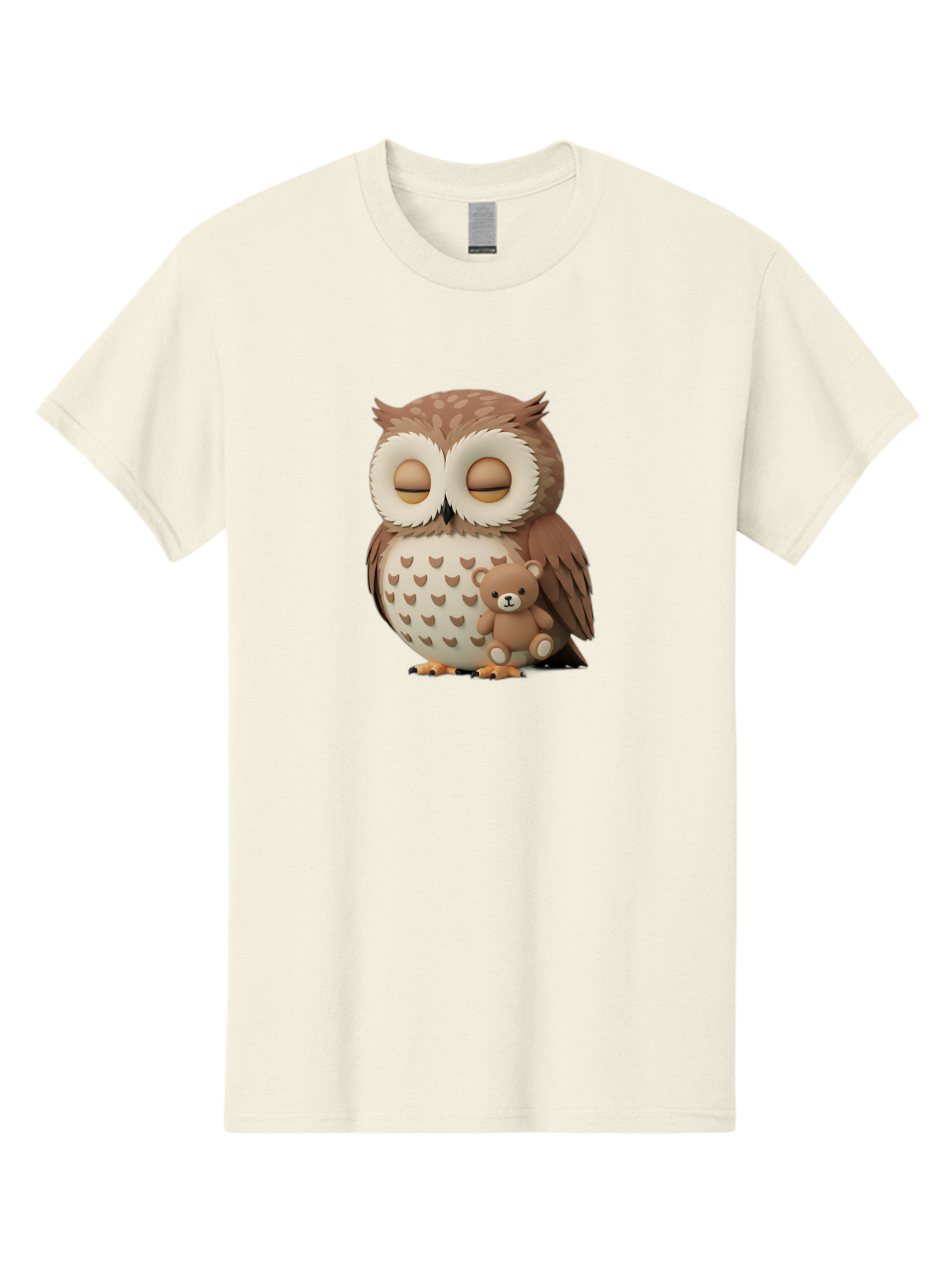 Owl-With-Teddy-1 Men'S Graphic Tee, 100% Cotton, Comfortable Casual Summer Wear, Machine Washable, Vintage Camera, Old Camera, Antique Camera, Black Camera, Classic Photography, Photography Equipment, Nostalgic Device, Film Camera, Camera Art Baf936
