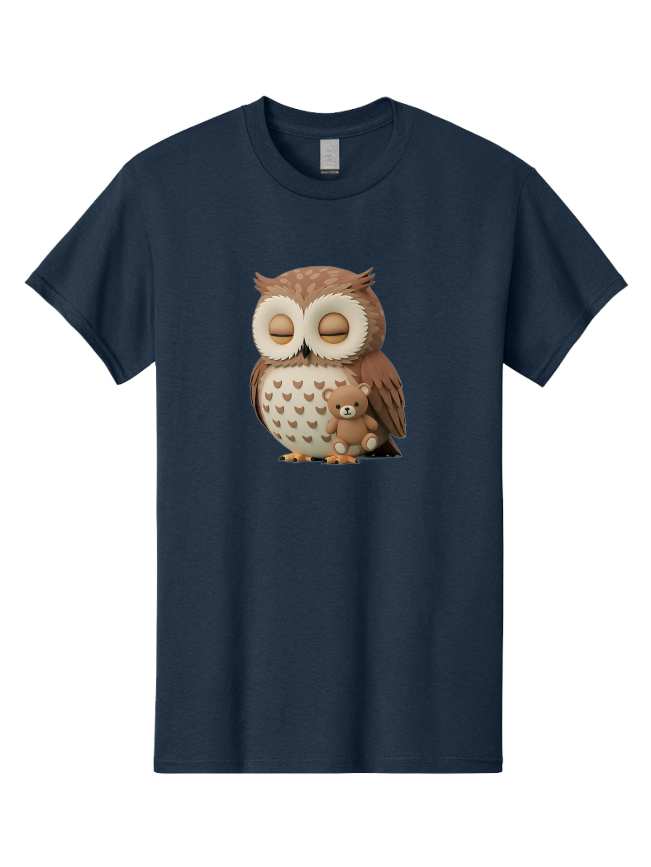 Owl-With-Teddy-1 Men'S Graphic Tee, 100% Cotton, Comfortable Casual Summer Wear, Machine Washable, Vintage Camera, Old Camera, Antique Camera, Black Camera, Classic Photography, Photography Equipment, Nostalgic Device, Film Camera, Camera Art Baf936