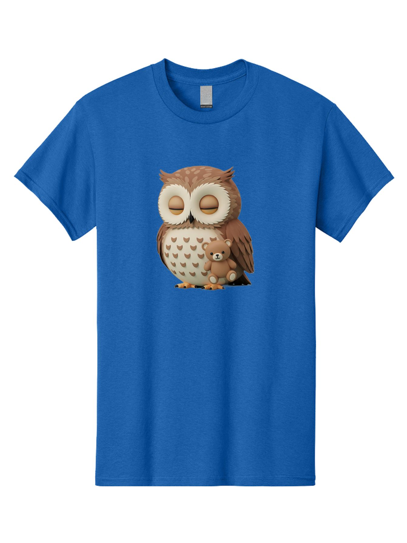 Owl-With-Teddy-1 Men'S Graphic Tee, 100% Cotton, Comfortable Casual Summer Wear, Machine Washable, Vintage Camera, Old Camera, Antique Camera, Black Camera, Classic Photography, Photography Equipment, Nostalgic Device, Film Camera, Camera Art Baf936