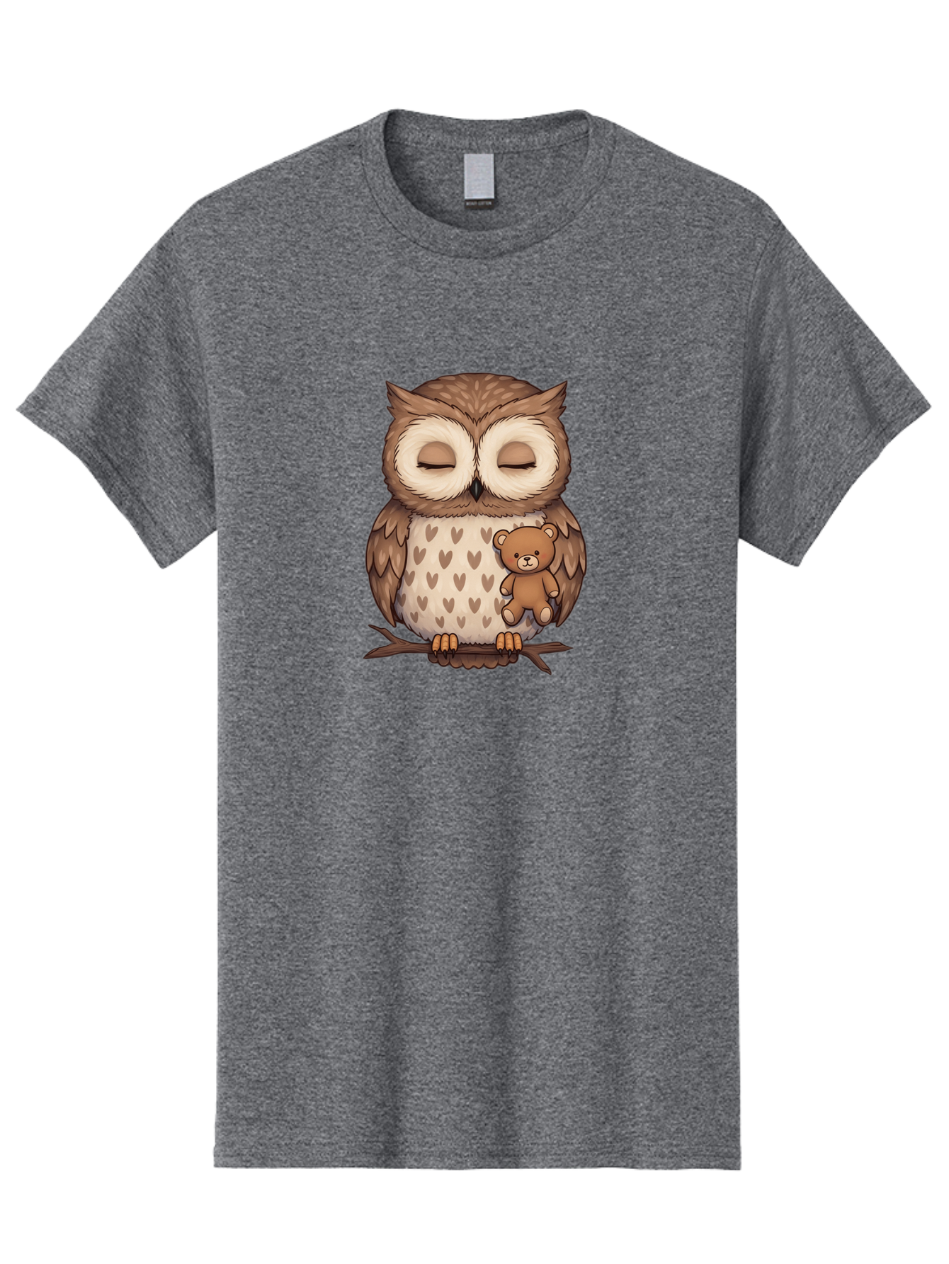 Owl-With-Teddy-2 Men'S Graphic Tee, 100% Cotton, Comfortable Casual Summer Wear, Machine Washable, Vintage Camera, Old Camera, Antique Camera, Black Camera, Classic Photography, Photography Equipment, Nostalgic Device, Film Camera, Camera Art Baf937