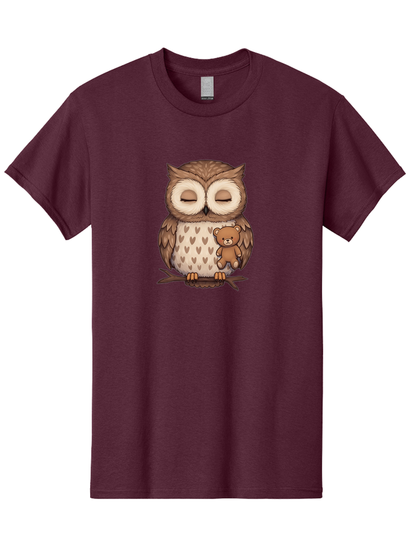 Owl-With-Teddy-2 Men'S Graphic Tee, 100% Cotton, Comfortable Casual Summer Wear, Machine Washable, Vintage Camera, Old Camera, Antique Camera, Black Camera, Classic Photography, Photography Equipment, Nostalgic Device, Film Camera, Camera Art Baf937