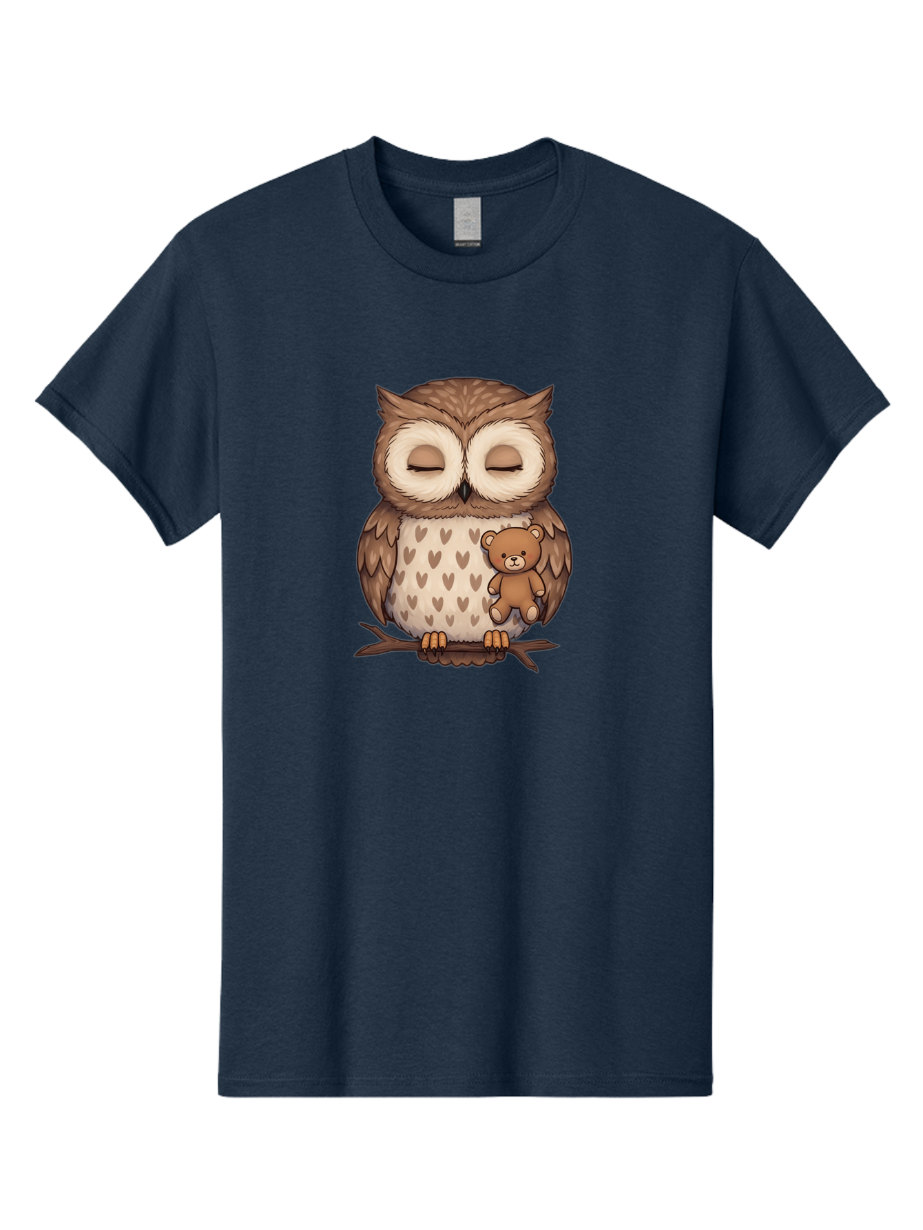 Owl-With-Teddy-2 Men'S Graphic Tee, 100% Cotton, Comfortable Casual Summer Wear, Machine Washable, Vintage Camera, Old Camera, Antique Camera, Black Camera, Classic Photography, Photography Equipment, Nostalgic Device, Film Camera, Camera Art Baf937