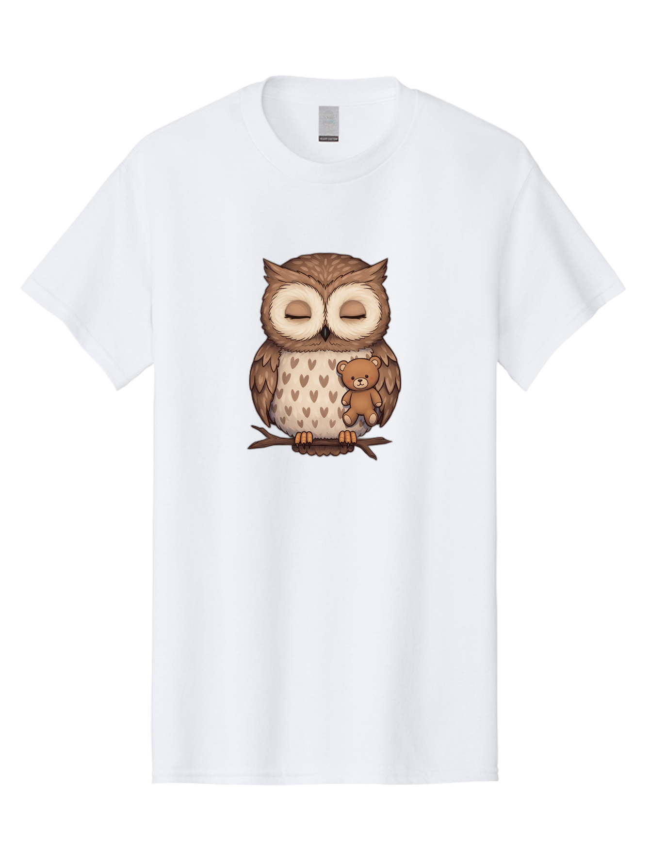 Owl-With-Teddy-2 Men'S Graphic Tee, 100% Cotton, Comfortable Casual Summer Wear, Machine Washable, Vintage Camera, Old Camera, Antique Camera, Black Camera, Classic Photography, Photography Equipment, Nostalgic Device, Film Camera, Camera Art Baf937
