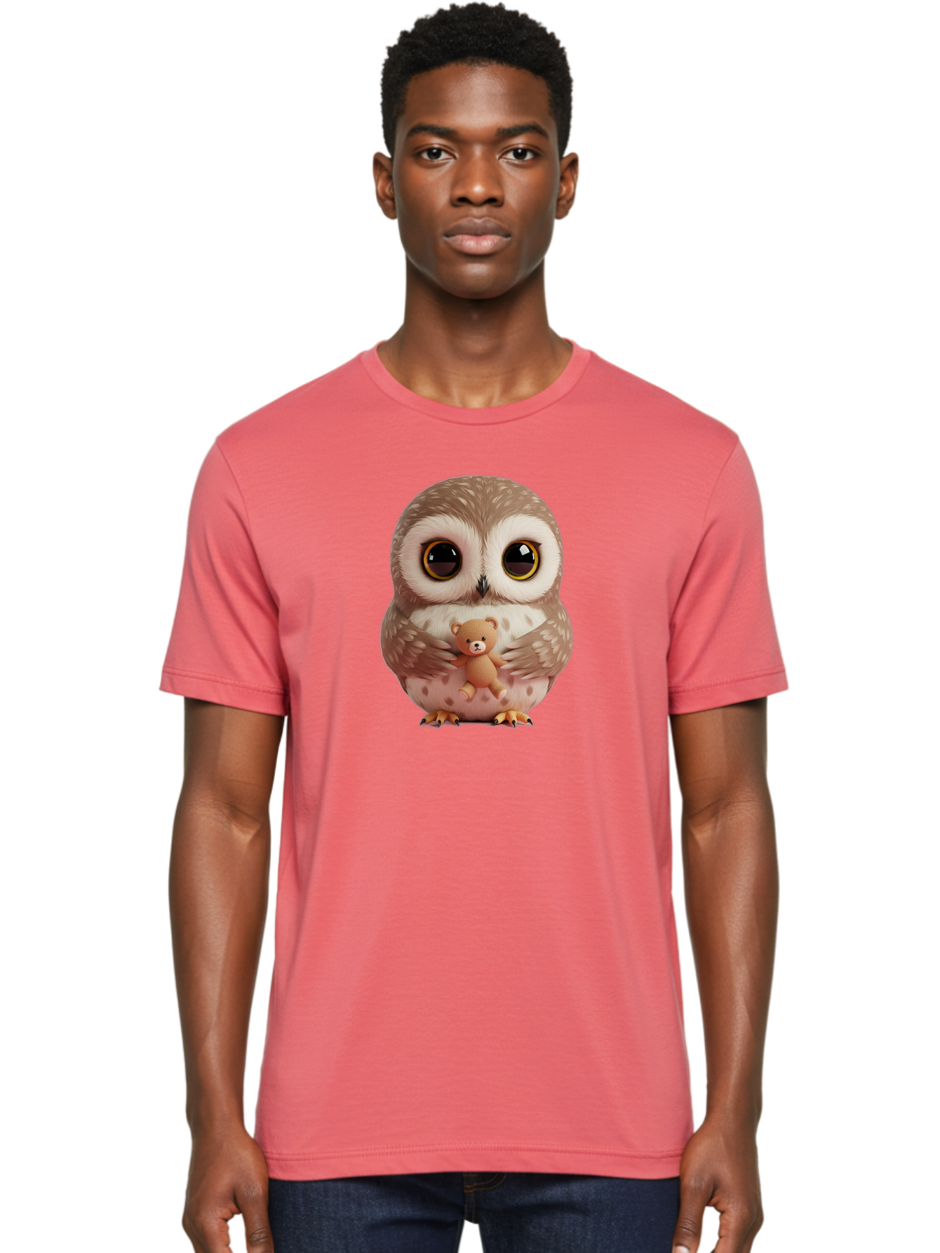 Owl-With-Teddy-3 Men'S Graphic Tee, 100% Cotton, Comfortable Casual Summer Wear, Machine Washable, Vintage Camera, Old Camera, Antique Camera, Black Camera, Classic Photography, Photography Equipment, Nostalgic Device, Film Camera, Camera Art Baf938