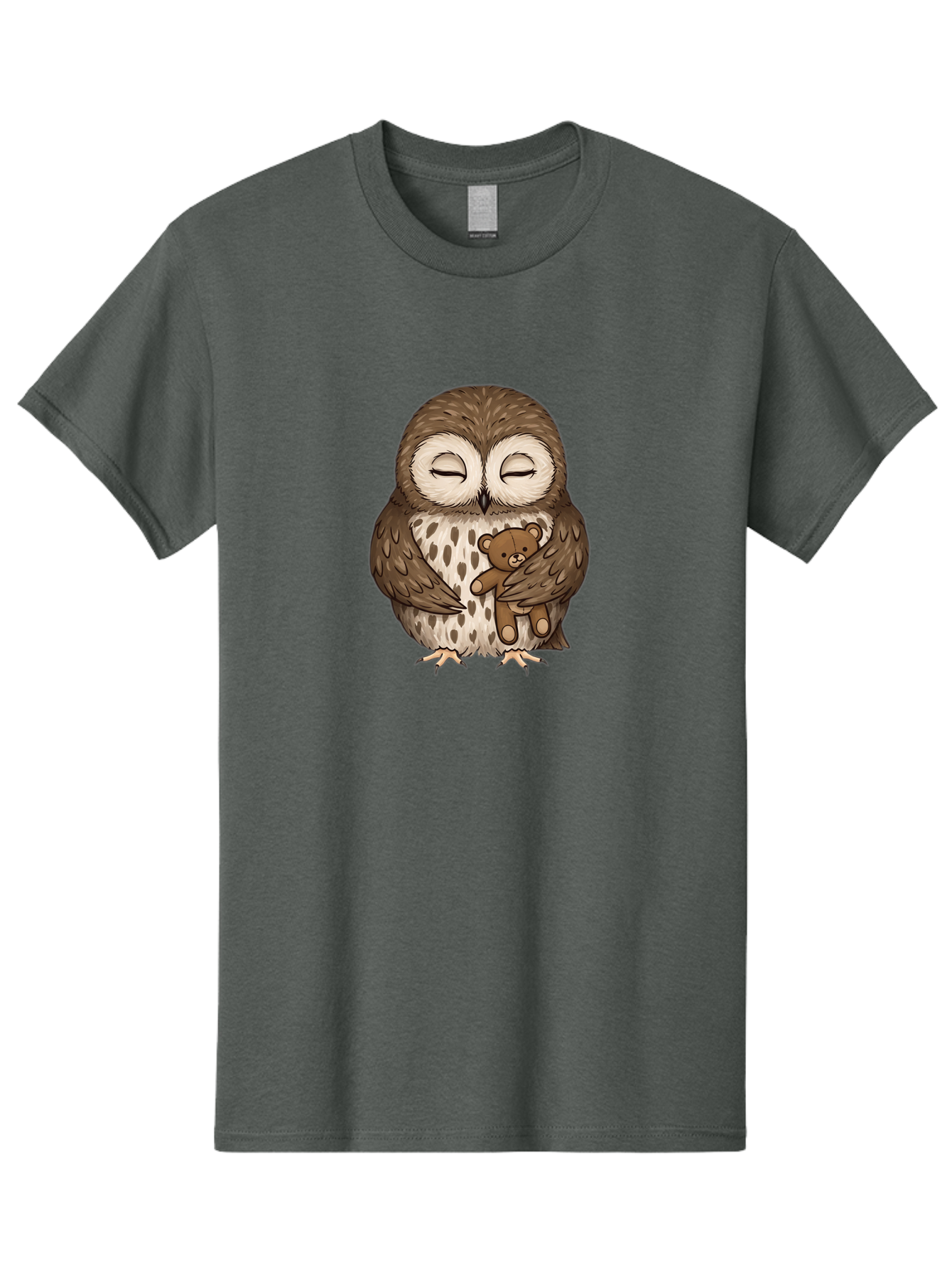 Owl-With-Teddy-4 Men'S Graphic Tee, 100% Cotton, Comfortable Casual Summer Wear, Machine Washable, Vintage Camera, Old Camera, Antique Camera, Black Camera, Classic Photography, Photography Equipment, Nostalgic Device, Film Camera, Camera Art Baf939