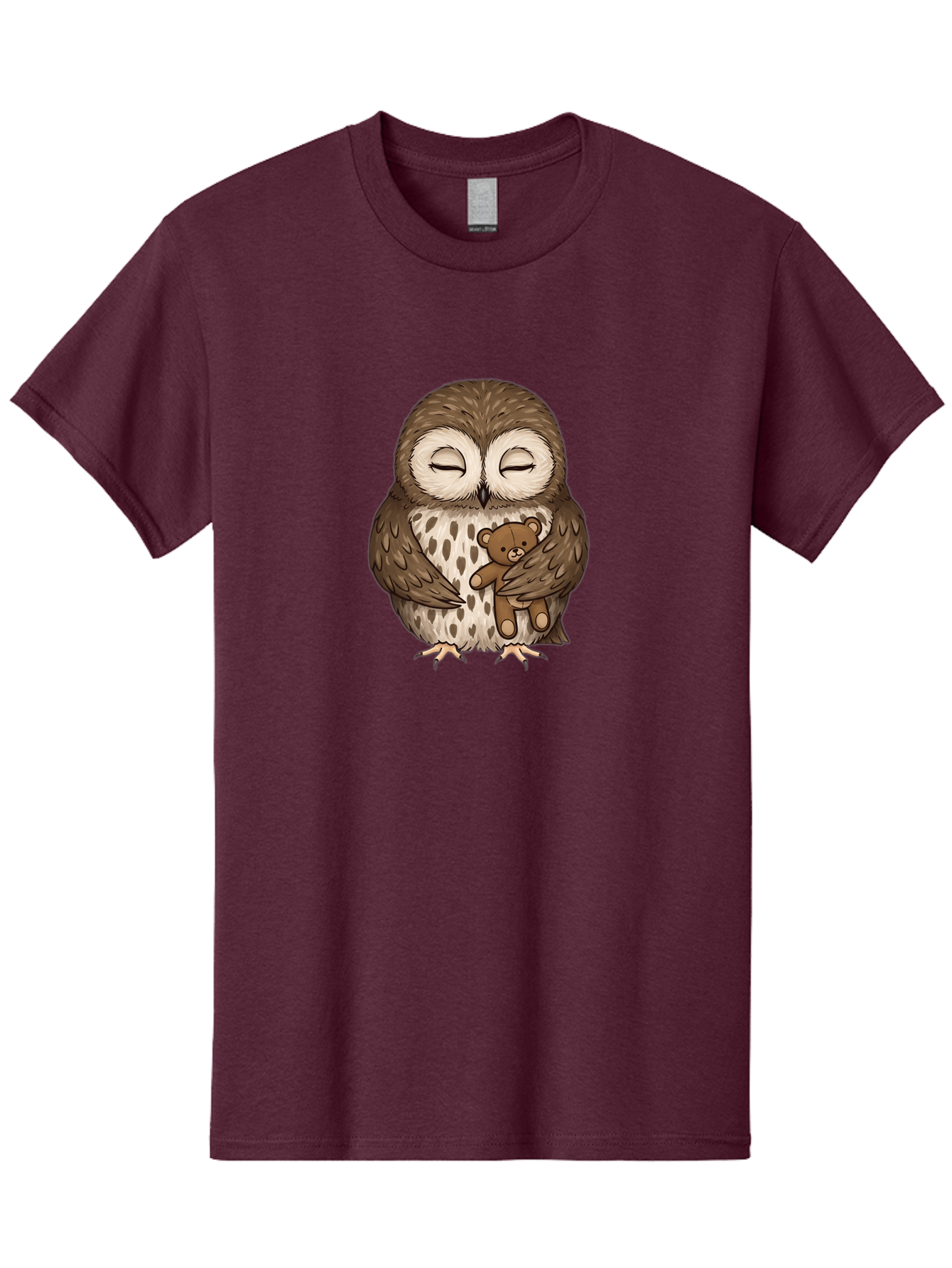 Owl-With-Teddy-4 Men'S Graphic Tee, 100% Cotton, Comfortable Casual Summer Wear, Machine Washable, Vintage Camera, Old Camera, Antique Camera, Black Camera, Classic Photography, Photography Equipment, Nostalgic Device, Film Camera, Camera Art Baf939