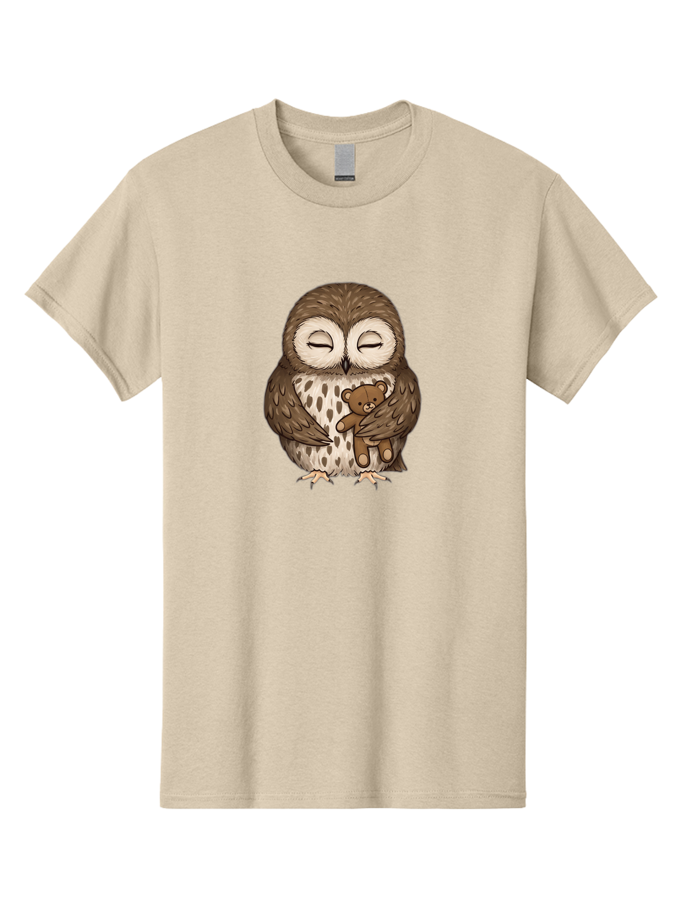 Owl-With-Teddy-4 Men'S Graphic Tee, 100% Cotton, Comfortable Casual Summer Wear, Machine Washable, Vintage Camera, Old Camera, Antique Camera, Black Camera, Classic Photography, Photography Equipment, Nostalgic Device, Film Camera, Camera Art Baf939