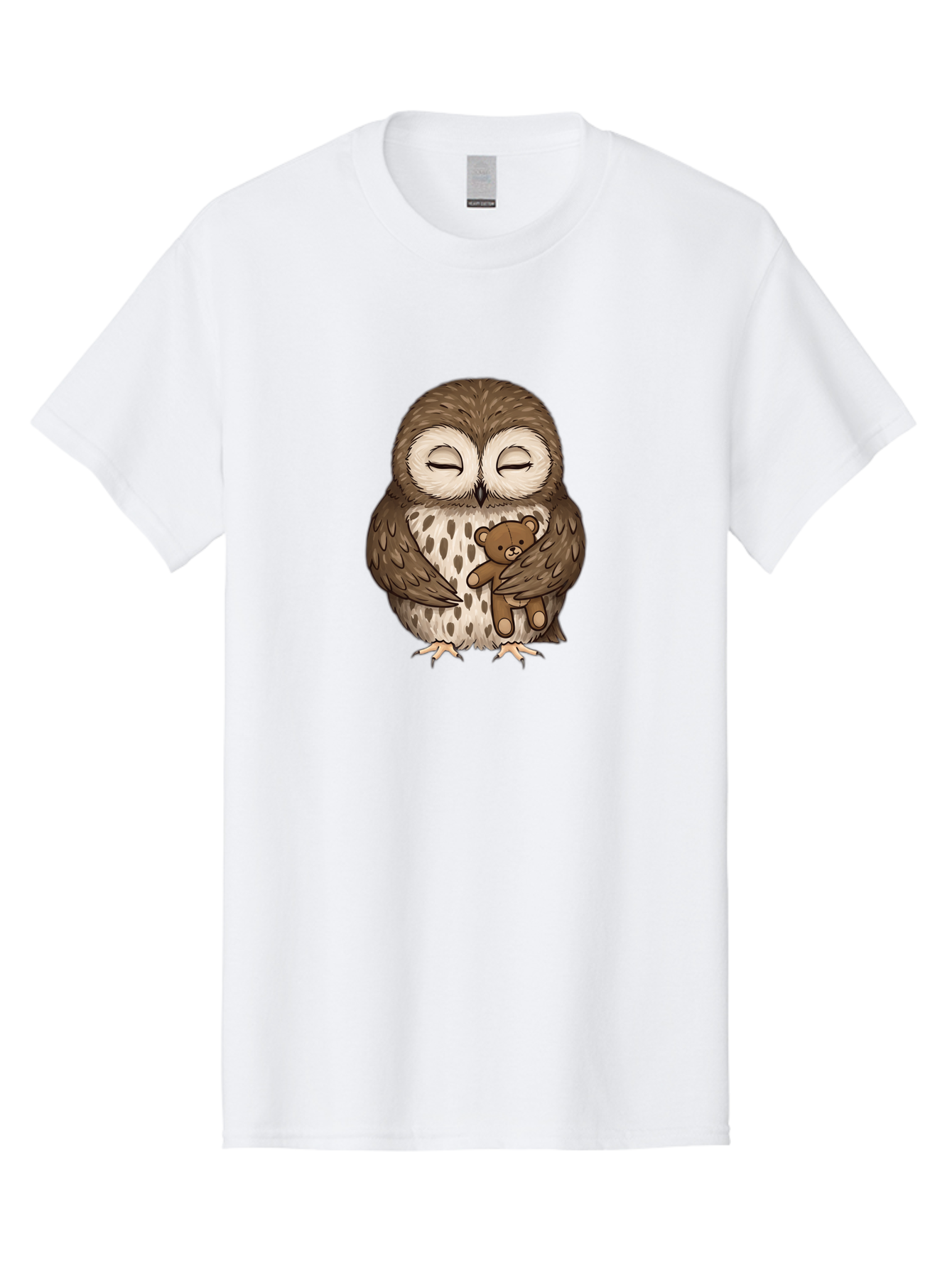 Owl-With-Teddy-4 Men'S Graphic Tee, 100% Cotton, Comfortable Casual Summer Wear, Machine Washable, Vintage Camera, Old Camera, Antique Camera, Black Camera, Classic Photography, Photography Equipment, Nostalgic Device, Film Camera, Camera Art Baf939