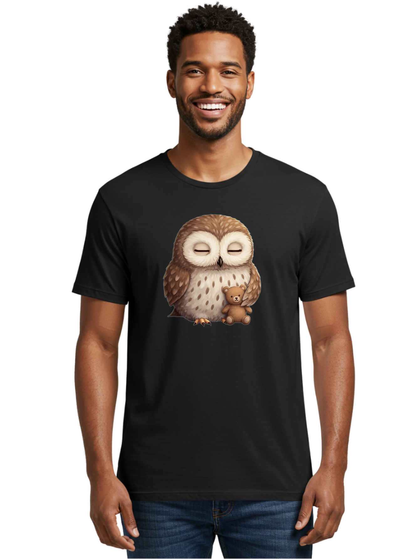Owl-With-Teddy-Bear Men'S Graphic Tee, 100% Cotton, Comfortable Casual Summer Wear, Machine Washable, Vintage Camera, Old Camera, Antique Camera, Black Camera, Classic Photography, Photography Equipment, Nostalgic Device, Film Camera, Baf940