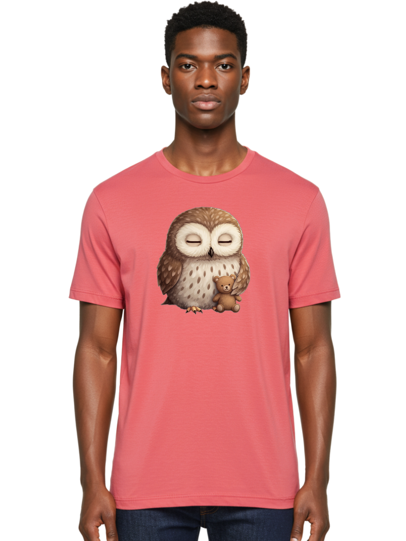 Owl-With-Teddy-Bear Men'S Graphic Tee, 100% Cotton, Comfortable Casual Summer Wear, Machine Washable, Vintage Camera, Old Camera, Antique Camera, Black Camera, Classic Photography, Photography Equipment, Nostalgic Device, Film Camera, Baf940