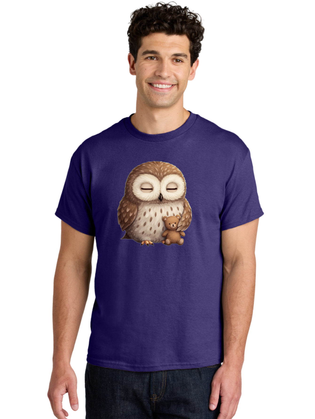 Owl-With-Teddy-Bear Men'S Graphic Tee, 100% Cotton, Comfortable Casual Summer Wear, Machine Washable, Vintage Camera, Old Camera, Antique Camera, Black Camera, Classic Photography, Photography Equipment, Nostalgic Device, Film Camera, Baf940