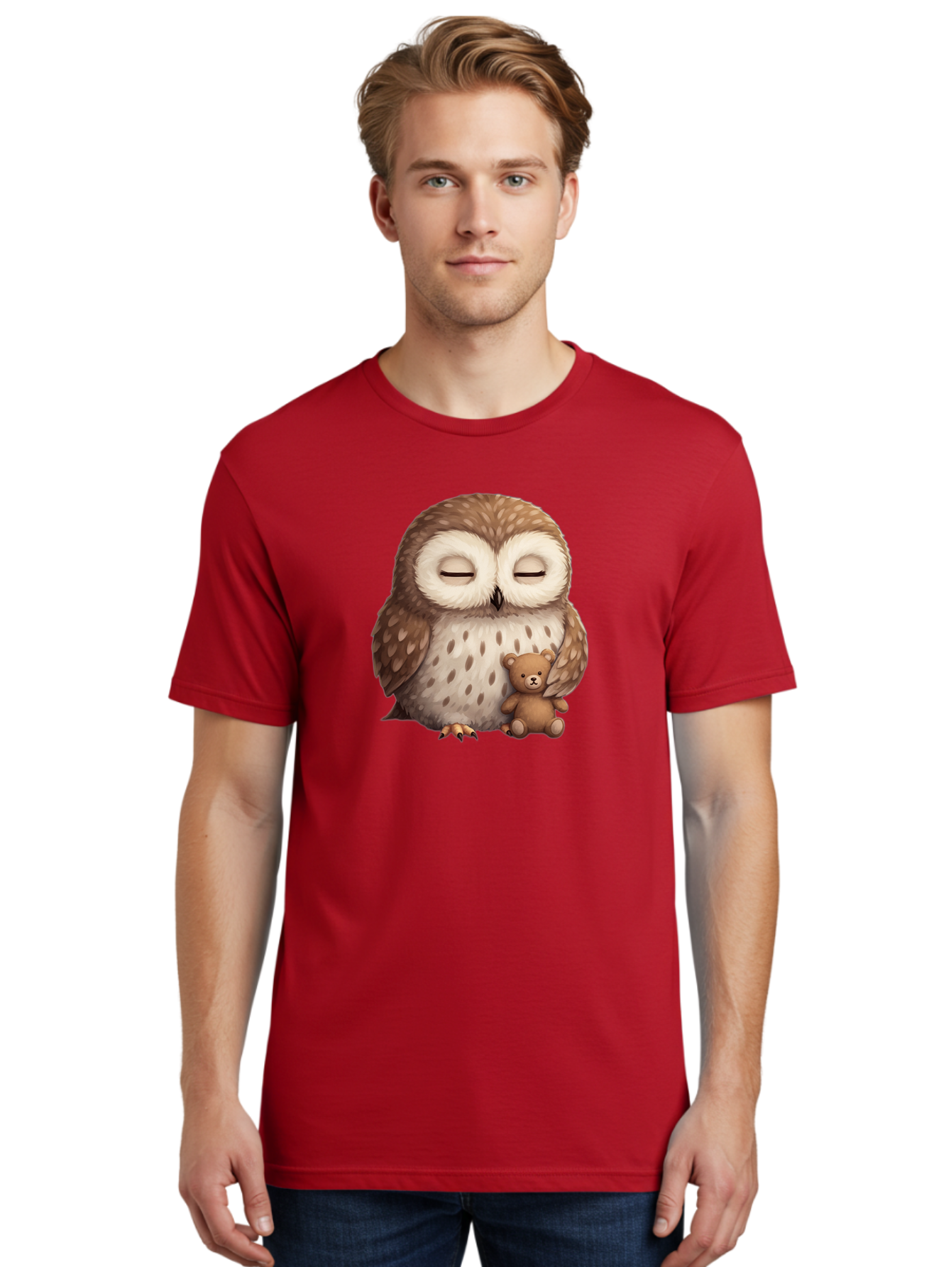 Owl-With-Teddy-Bear Men'S Graphic Tee, 100% Cotton, Comfortable Casual Summer Wear, Machine Washable, Vintage Camera, Old Camera, Antique Camera, Black Camera, Classic Photography, Photography Equipment, Nostalgic Device, Film Camera, Baf940
