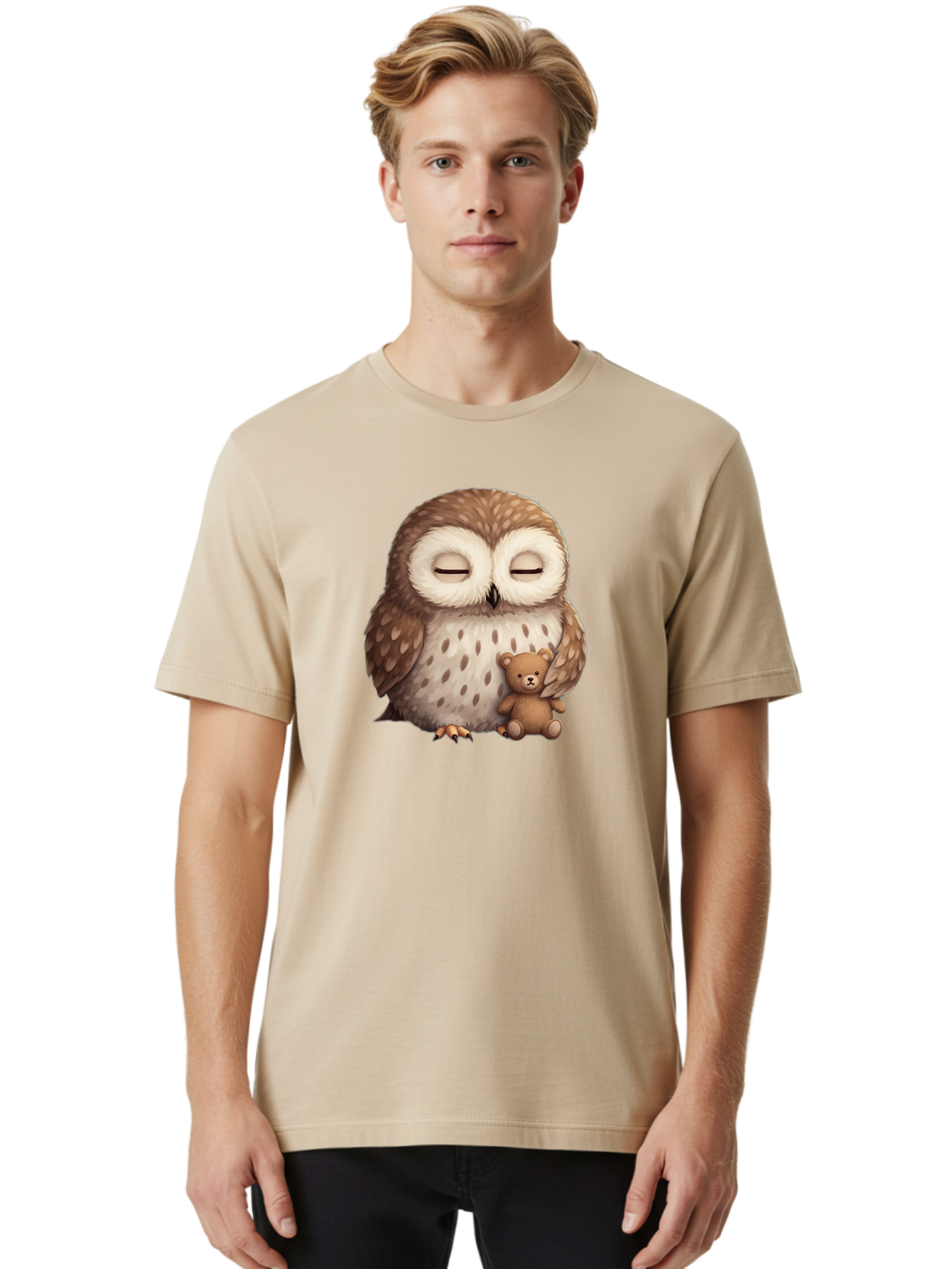 Owl-With-Teddy-Bear Men'S Graphic Tee, 100% Cotton, Comfortable Casual Summer Wear, Machine Washable, Vintage Camera, Old Camera, Antique Camera, Black Camera, Classic Photography, Photography Equipment, Nostalgic Device, Film Camera, Baf940