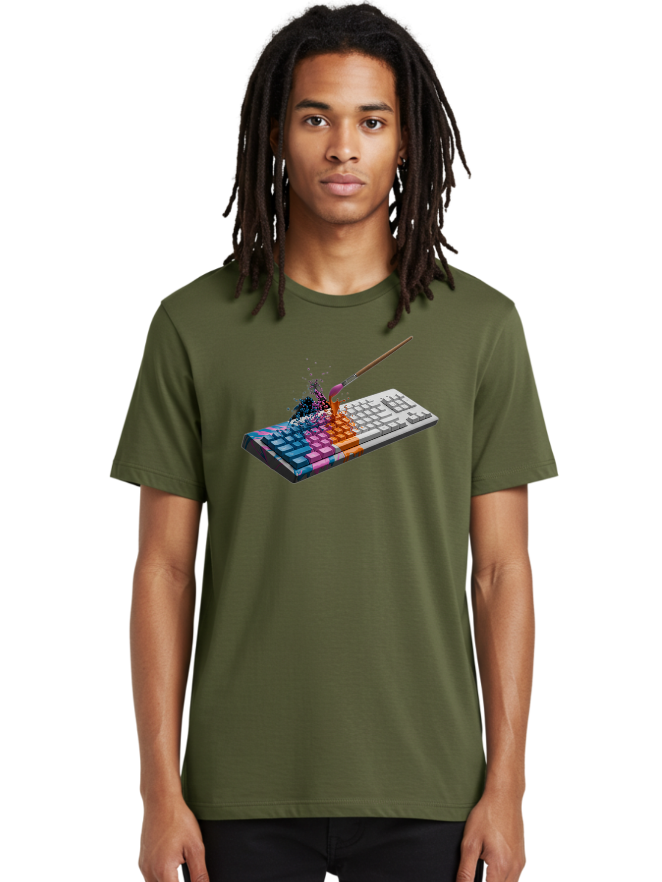 Paintbrush-Keyboard Men'S Graphic Tee, 100% Cotton, Comfortable Casual Summer Wear, Machine Washable, Vintage Camera, Old Camera, Antique Camera, Black Camera, Classic Photography, Photography Equipment, Nostalgic Device, Film Camera, Baf942