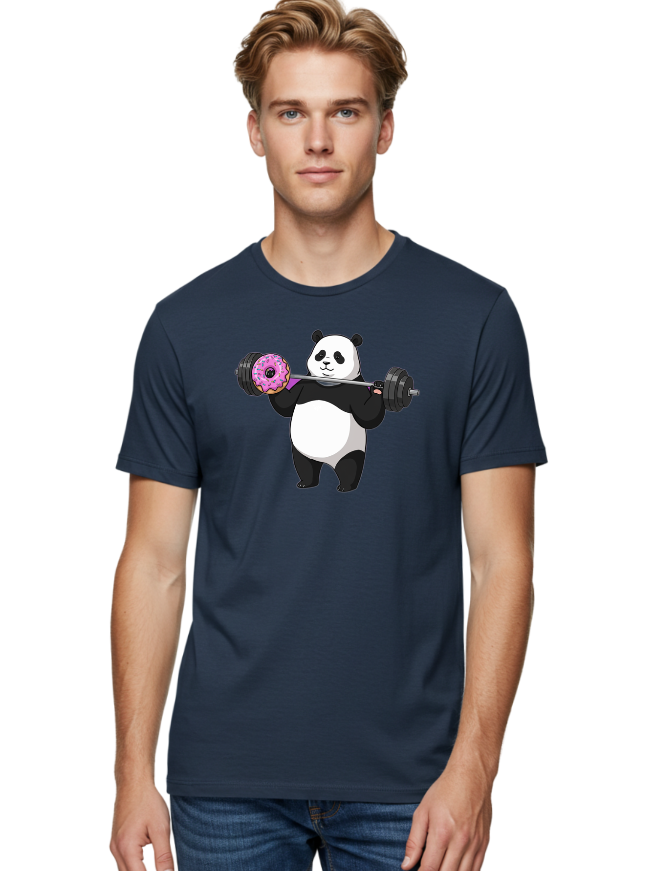 Panda-Lifting-Donut Men'S Graphic Tee, 100% Cotton, Comfortable Casual Summer Wear, Machine Washable, Vintage Camera, Old Camera, Antique Camera, Black Camera, Classic Photography, Photography Equipment, Nostalgic Device, Film Camera, Baf947