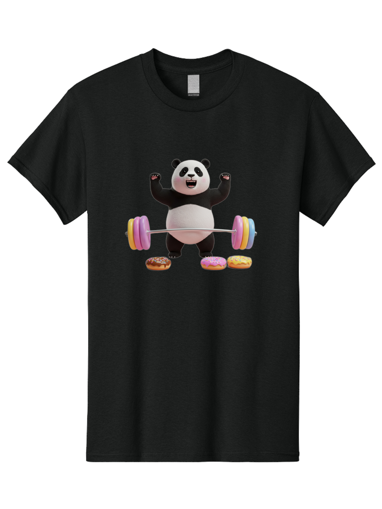 Panda-Lifting-Donuts-1 Men'S Graphic Tee, 100% Cotton, Comfortable Casual Summer Wear, Machine Washable, Vintage Camera, Old Camera, Antique Camera, Black Camera, Classic Photography, Photography Equipment, Nostalgic Device, Film Camera, Baf948