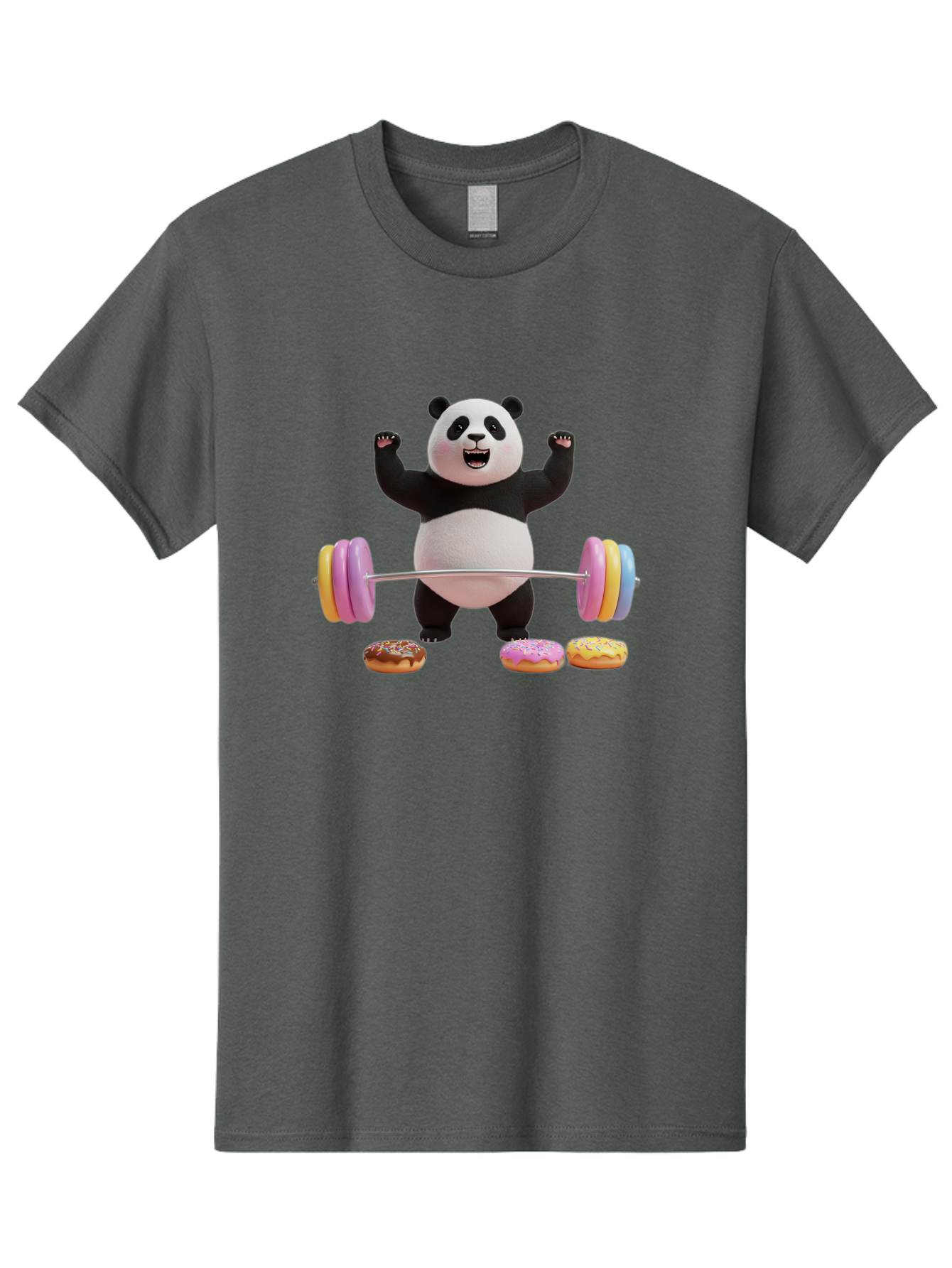 Panda-Lifting-Donuts-1 Men'S Graphic Tee, 100% Cotton, Comfortable Casual Summer Wear, Machine Washable, Vintage Camera, Old Camera, Antique Camera, Black Camera, Classic Photography, Photography Equipment, Nostalgic Device, Film Camera, Baf948