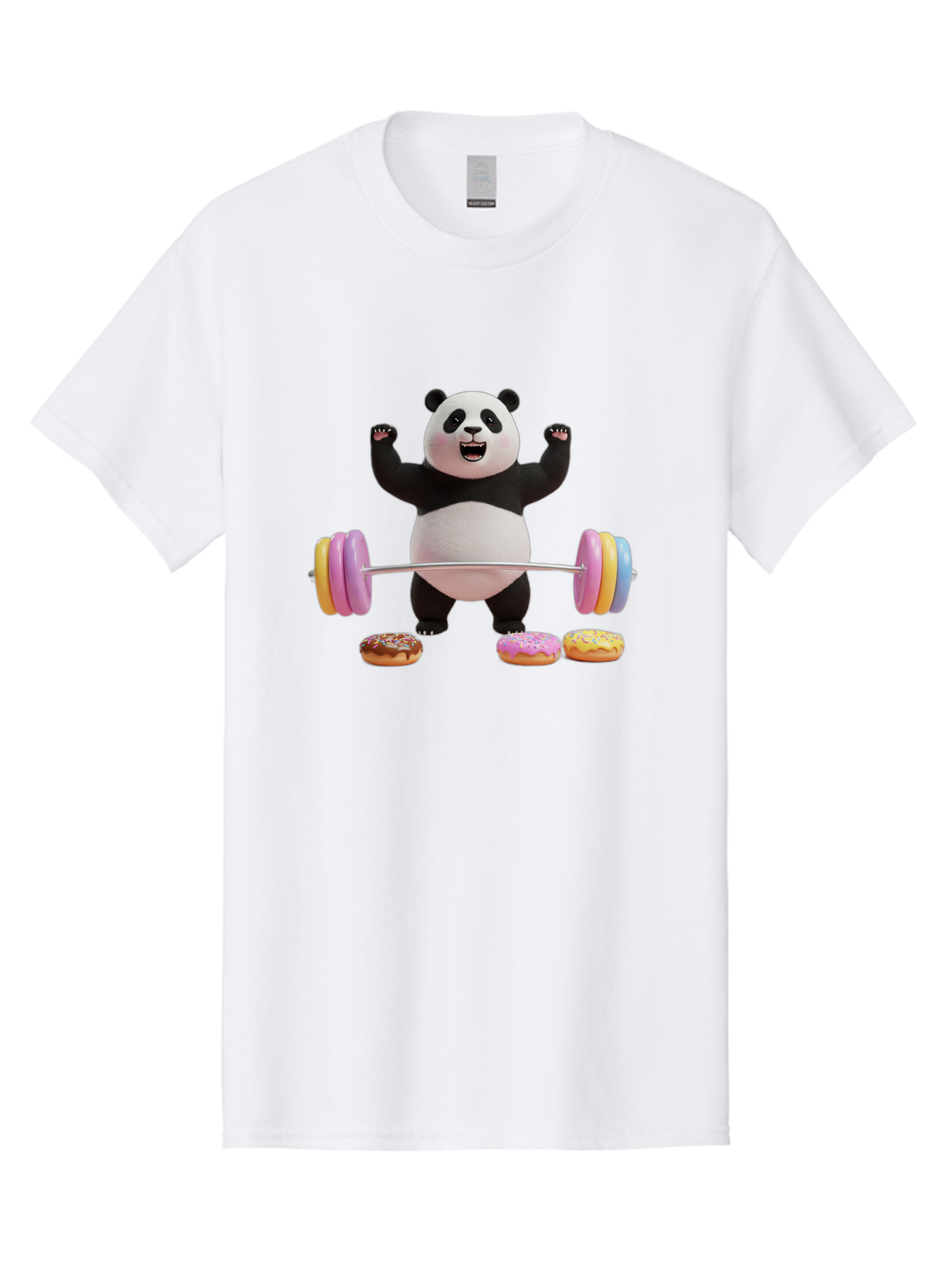 Panda-Lifting-Donuts-1 Men'S Graphic Tee, 100% Cotton, Comfortable Casual Summer Wear, Machine Washable, Vintage Camera, Old Camera, Antique Camera, Black Camera, Classic Photography, Photography Equipment, Nostalgic Device, Film Camera, Baf948