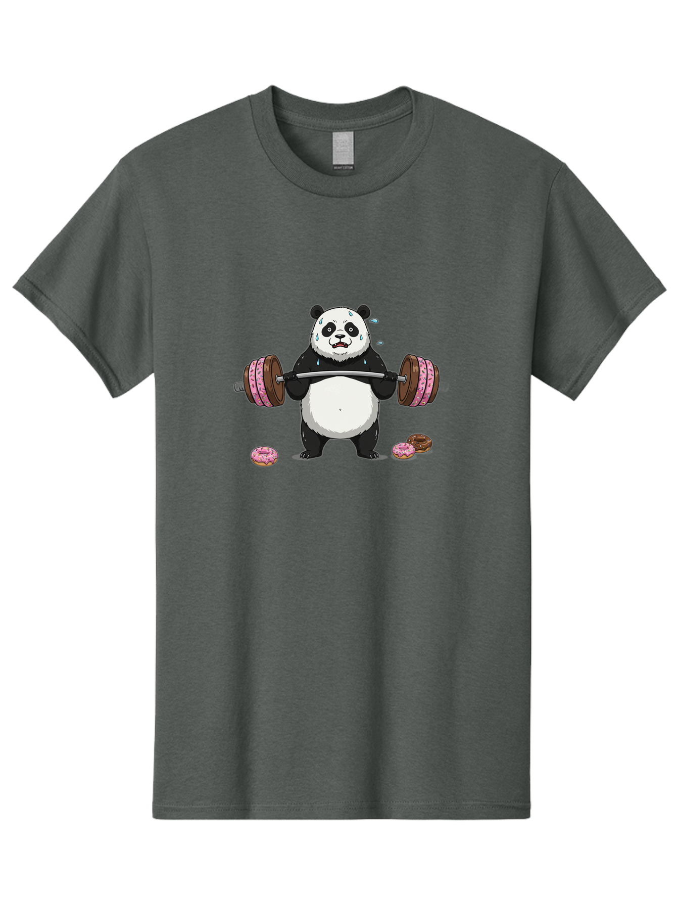 Panda-Lifting-Donuts-2 Men'S Graphic Tee, 100% Cotton, Comfortable Casual Summer Wear, Machine Washable, Vintage Camera, Old Camera, Antique Camera, Black Camera, Classic Photography, Photography Equipment, Nostalgic Device, Film Camera, Baf949