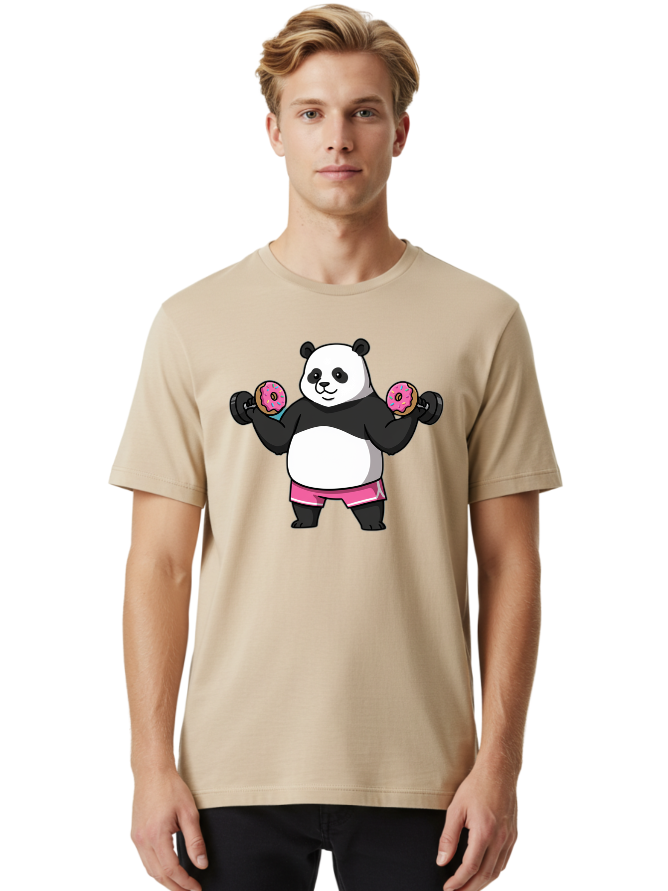 Panda-Lifting-Donuts-Dumbbells Men'S Graphic Tee, 100% Cotton, Comfortable Casual Summer Wear, Machine Washable, Vintage Camera, Old Camera, Antique Camera, Black Camera, Classic Photography, Photography Equipment, Nostalgic Device, Baf951