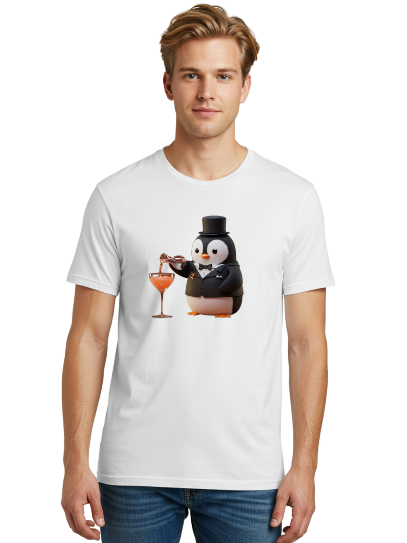 Penguin-Bartender-1 Men'S Graphic Tee, 100% Cotton, Comfortable Casual Summer Wear, Machine Washable, Vintage Camera, Old Camera, Antique Camera, Black Camera, Classic Photography, Photography Equipment, Nostalgic Device, Film Camera, Baf966