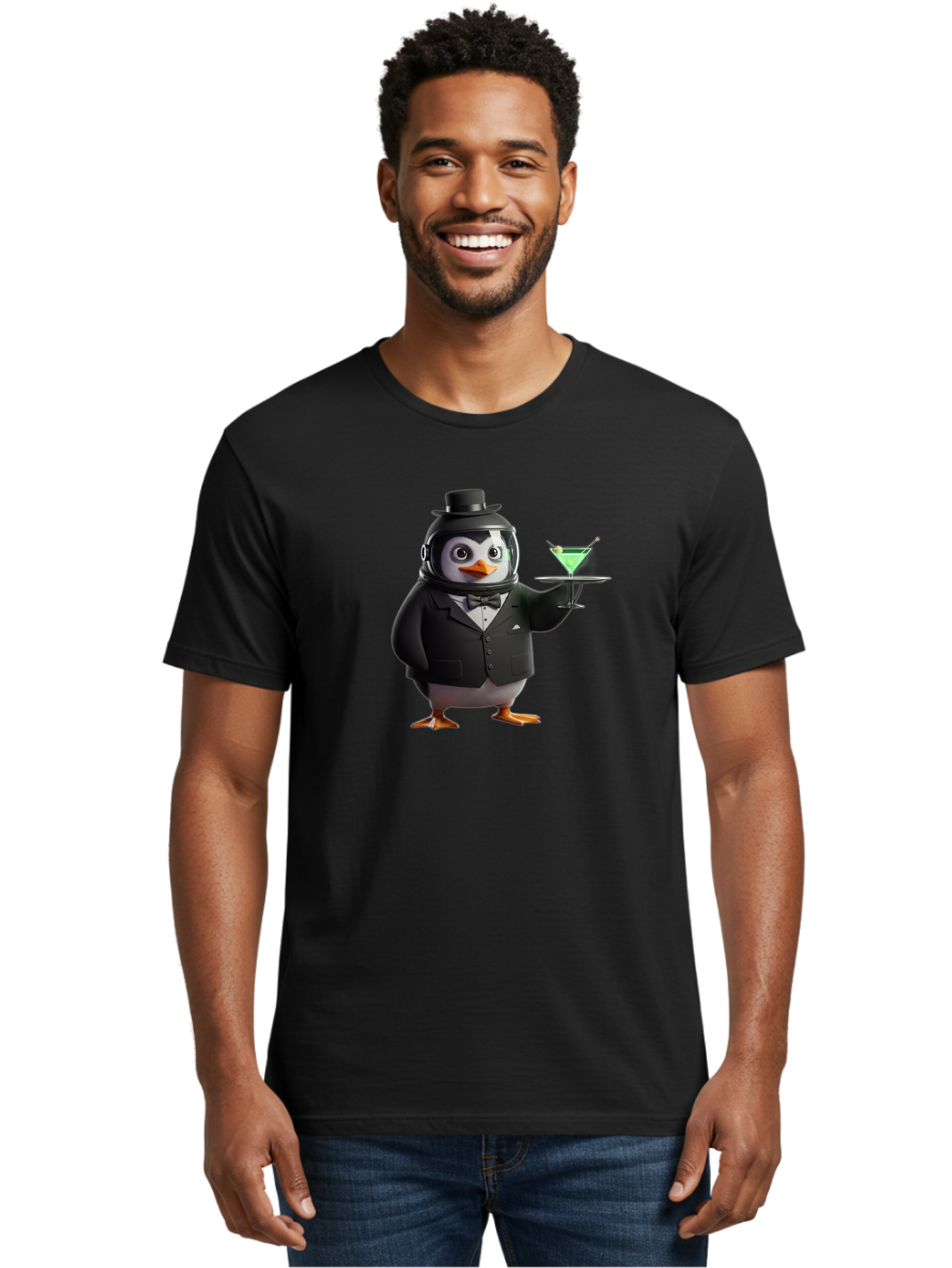 Penguin-Bartender-12 Men'S Graphic Tee, 100% Cotton, Comfortable Casual Summer Wear, Machine Washable, Vintage Camera, Old Camera, Antique Camera, Black Camera, Classic Photography, Photography Equipment, Nostalgic Device, Film Camera, Baf969