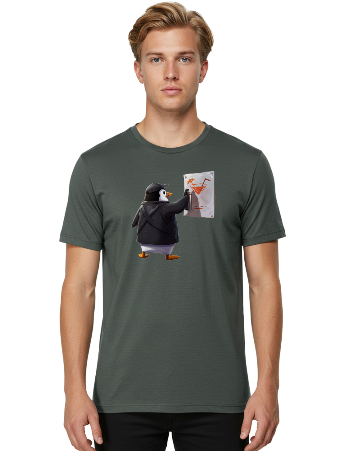 Penguin-Bartender-5 Men'S Graphic Tee, 100% Cotton, Comfortable Casual Summer Wear, Machine Washable, Vintage Camera, Old Camera, Antique Camera, Black Camera, Classic Photography, Photography Equipment, Nostalgic Device, Film Camera, Baf975