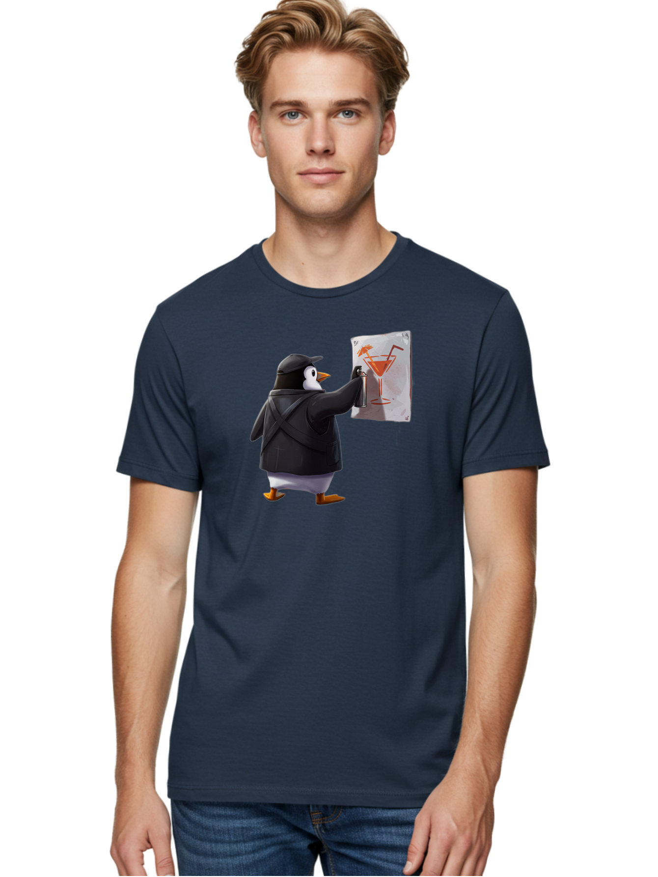 Penguin-Bartender-5 Men'S Graphic Tee, 100% Cotton, Comfortable Casual Summer Wear, Machine Washable, Vintage Camera, Old Camera, Antique Camera, Black Camera, Classic Photography, Photography Equipment, Nostalgic Device, Film Camera, Baf975