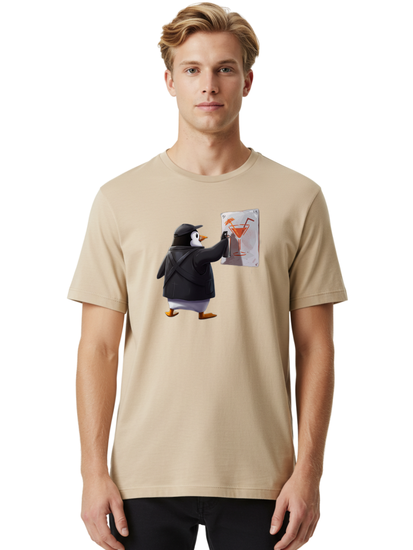 Penguin-Bartender-5 Men'S Graphic Tee, 100% Cotton, Comfortable Casual Summer Wear, Machine Washable, Vintage Camera, Old Camera, Antique Camera, Black Camera, Classic Photography, Photography Equipment, Nostalgic Device, Film Camera, Baf975