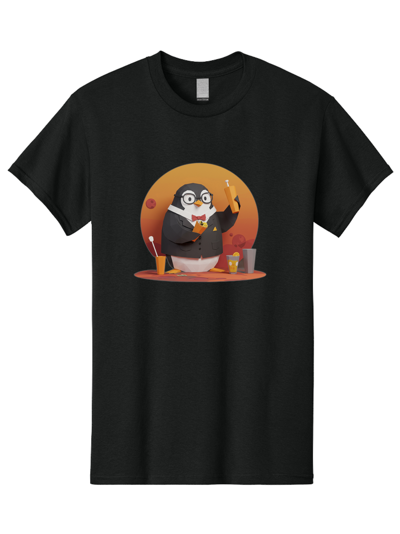 Penguin-Bartender-7 Men'S Graphic Tee, 100% Cotton, Comfortable Casual Summer Wear, Machine Washable, Vintage Camera, Old Camera, Antique Camera, Black Camera, Classic Photography, Photography Equipment, Nostalgic Device, Film Camera, Baf977