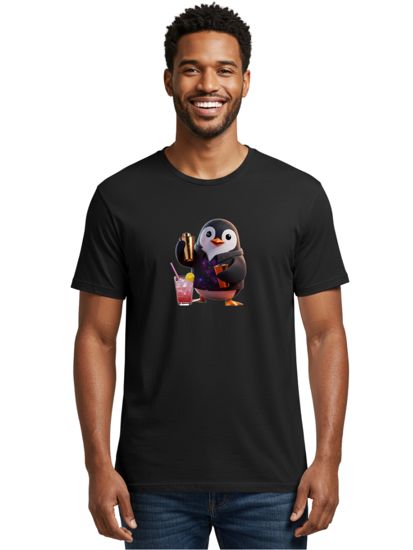 Penguin-Bartender-8 Men'S Graphic Tee, 100% Cotton, Comfortable Casual Summer Wear, Machine Washable, Vintage Camera, Old Camera, Antique Camera, Black Camera, Classic Photography, Photography Equipment, Nostalgic Device, Film Camera, Baf978