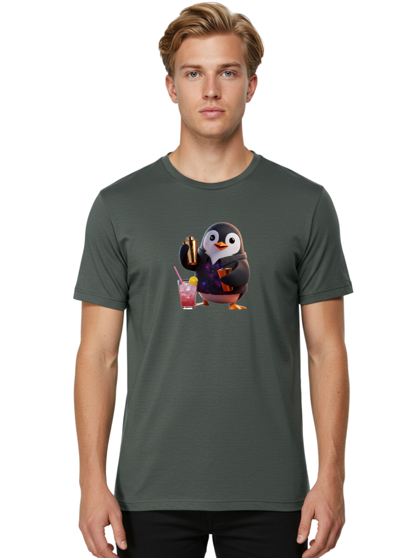 Penguin-Bartender-8 Men'S Graphic Tee, 100% Cotton, Comfortable Casual Summer Wear, Machine Washable, Vintage Camera, Old Camera, Antique Camera, Black Camera, Classic Photography, Photography Equipment, Nostalgic Device, Film Camera, Baf978