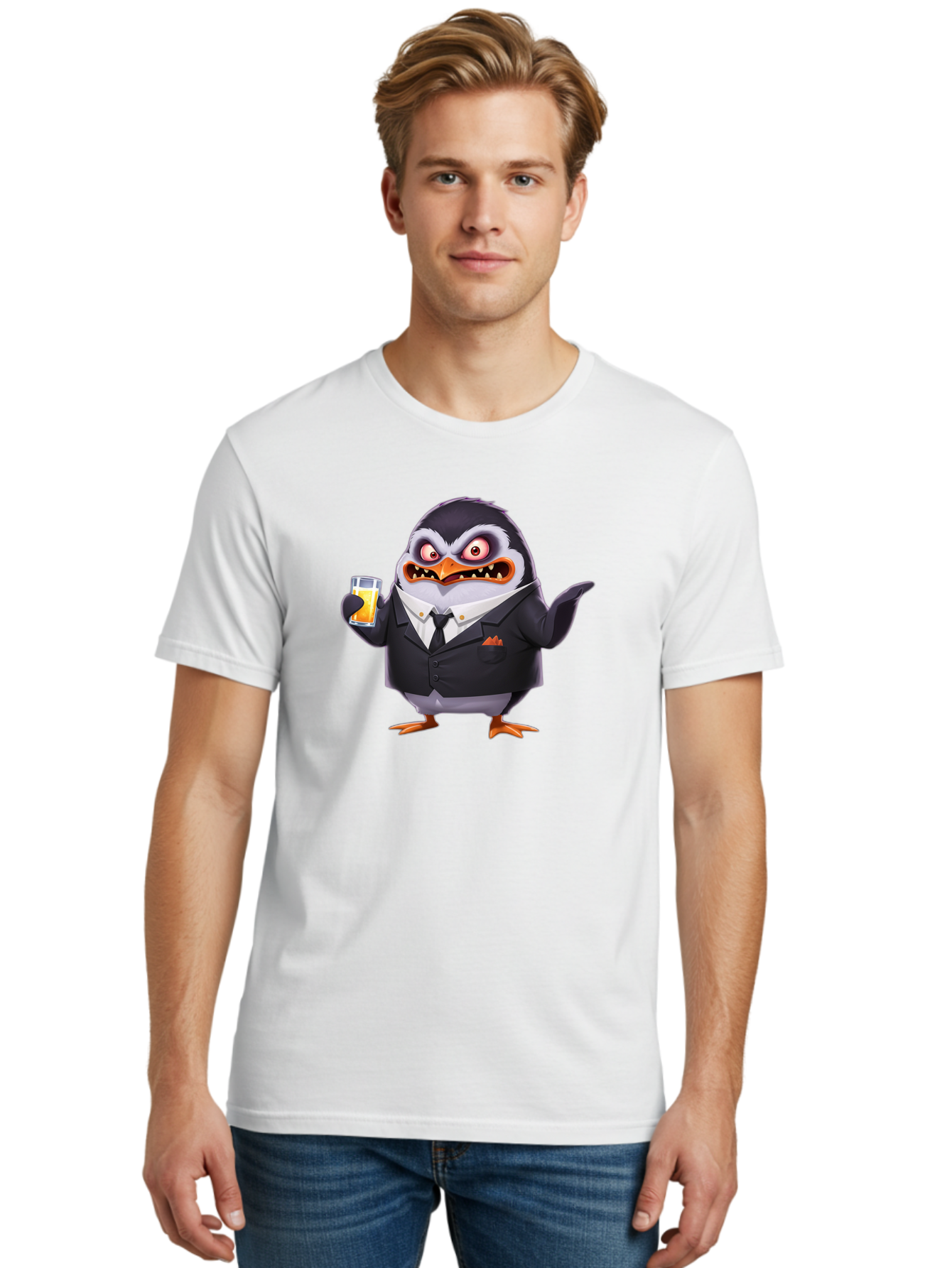 Penguin-In-Suit-1 Men'S Graphic Tee, 100% Cotton, Comfortable Casual Summer Wear, Machine Washable, Vintage Camera, Old Camera, Antique Camera, Black Camera, Classic Photography, Photography Equipment, Nostalgic Device, Film Camera, Camera Art Baf983