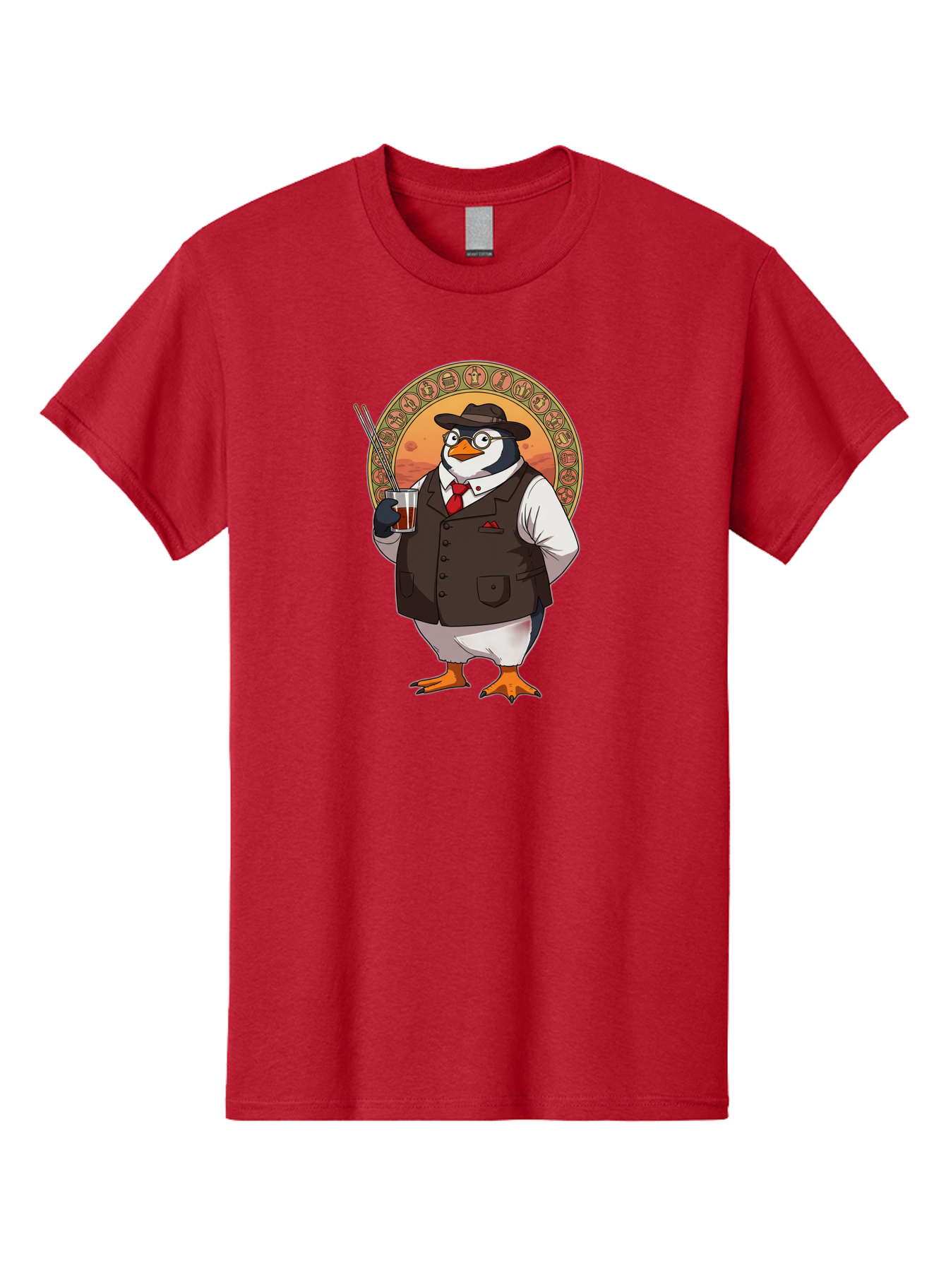 Penguin-In-Suit Men'S Graphic Tee, 100% Cotton, Comfortable Casual Summer Wear, Machine Washable, Vintage Camera, Old Camera, Antique Camera, Black Camera, Classic Photography, Photography Equipment, Nostalgic Device, Film Camera, Camera Art Baf987