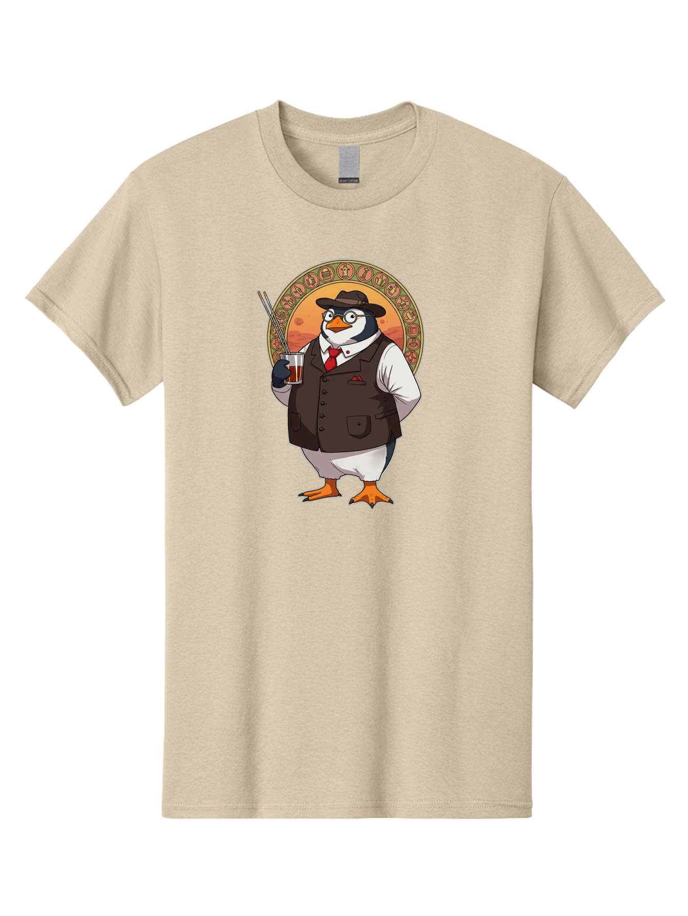 Penguin-In-Suit Men'S Graphic Tee, 100% Cotton, Comfortable Casual Summer Wear, Machine Washable, Vintage Camera, Old Camera, Antique Camera, Black Camera, Classic Photography, Photography Equipment, Nostalgic Device, Film Camera, Camera Art Baf987