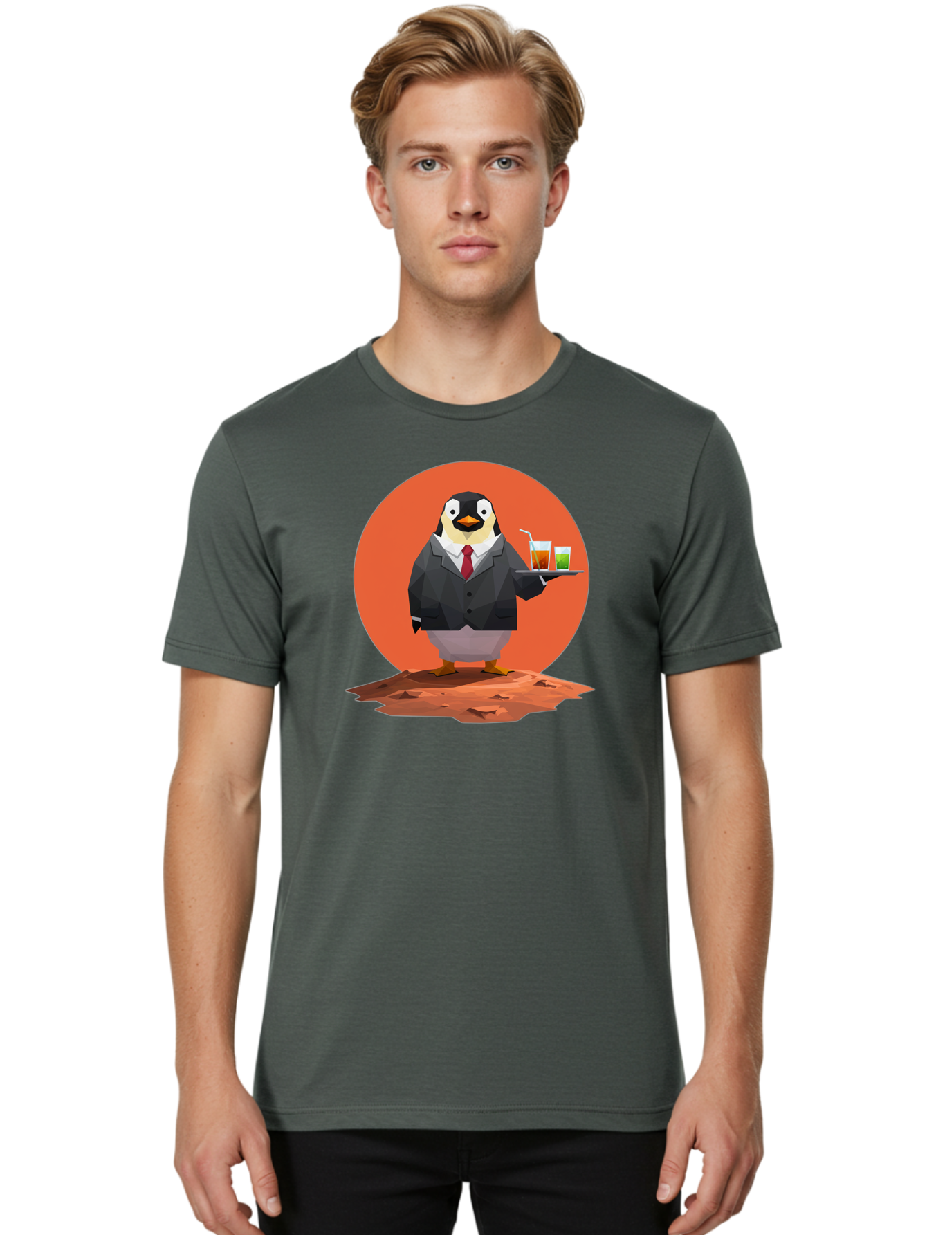 Penguin-Waiter-1 Men'S Graphic Tee, 100% Cotton, Comfortable Casual Summer Wear, Machine Washable, Vintage Camera, Old Camera, Antique Camera, Black Camera, Classic Photography, Photography Equipment, Nostalgic Device, Film Camera, Camera Art Baf988