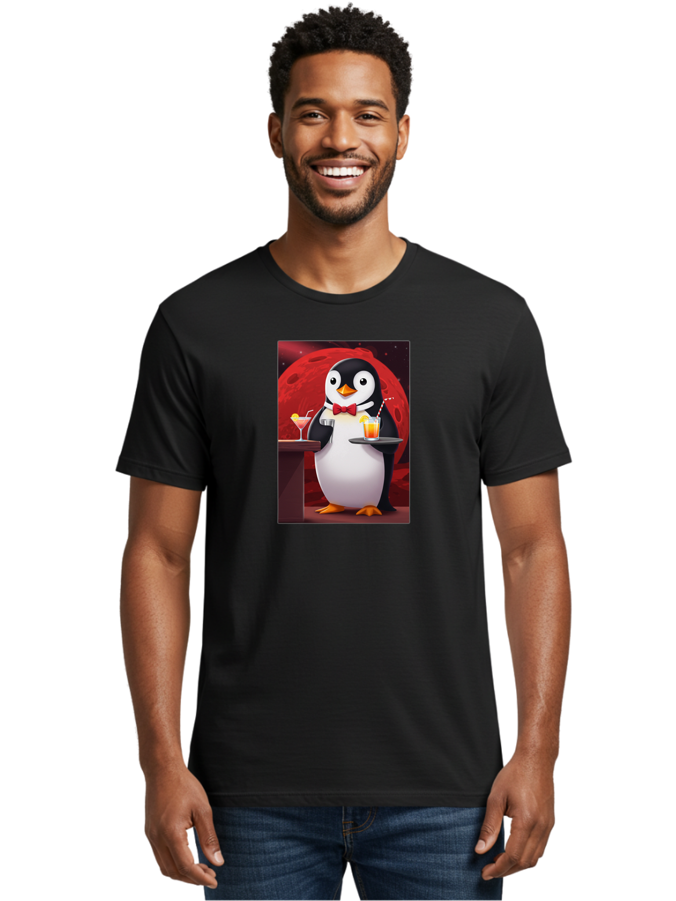 Penguin-Waiter Men'S Graphic Tee, 100% Cotton, Comfortable Casual Summer Wear, Machine Washable, Vintage Camera, Old Camera, Antique Camera, Black Camera, Classic Photography, Photography Equipment, Nostalgic Device, Film Camera, Camera Art Baf991