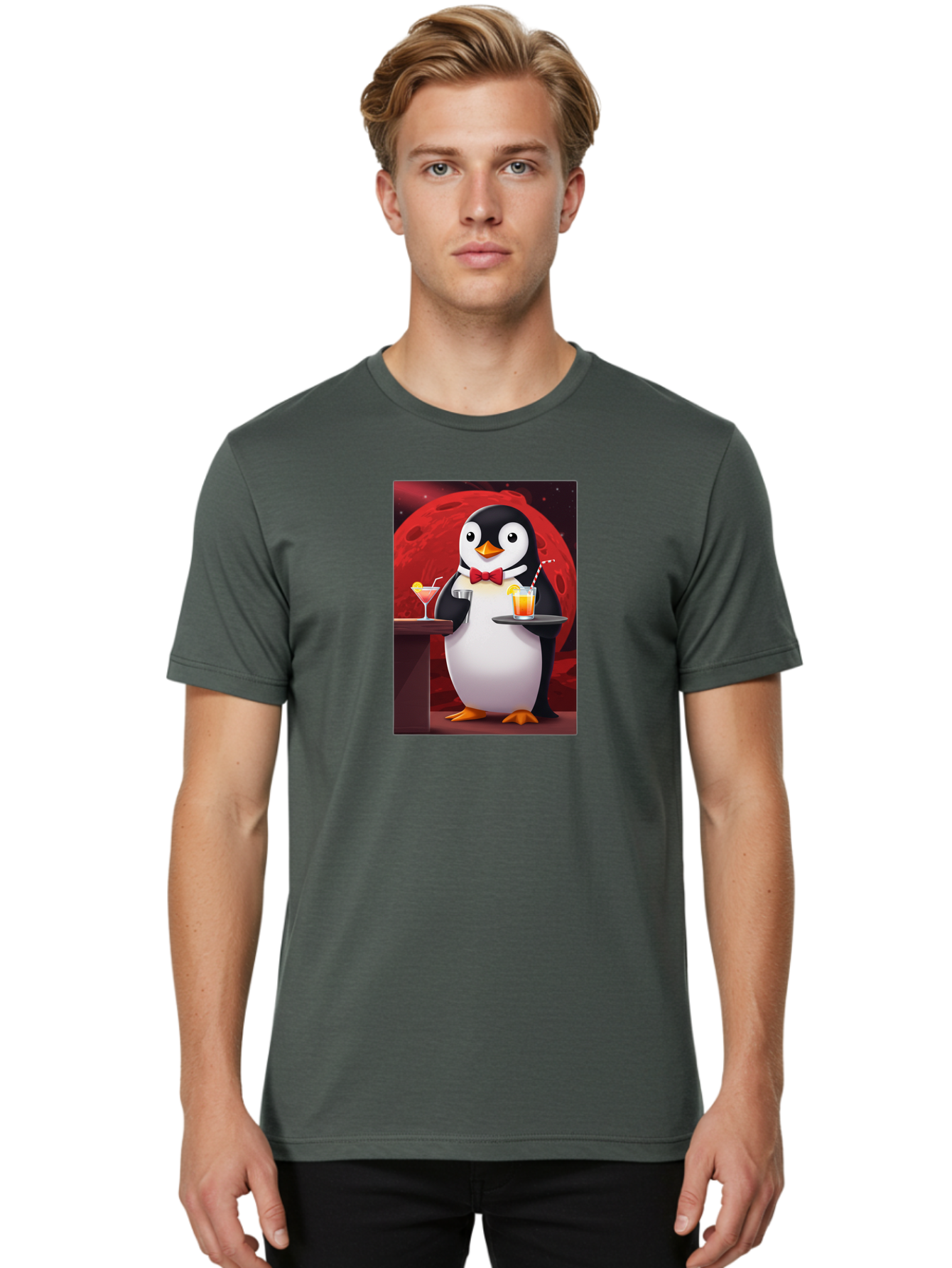 Penguin-Waiter Men'S Graphic Tee, 100% Cotton, Comfortable Casual Summer Wear, Machine Washable, Vintage Camera, Old Camera, Antique Camera, Black Camera, Classic Photography, Photography Equipment, Nostalgic Device, Film Camera, Camera Art Baf991