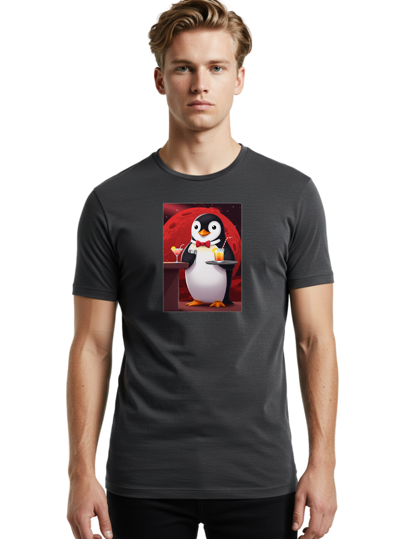 Penguin-Waiter Men'S Graphic Tee, 100% Cotton, Comfortable Casual Summer Wear, Machine Washable, Vintage Camera, Old Camera, Antique Camera, Black Camera, Classic Photography, Photography Equipment, Nostalgic Device, Film Camera, Camera Art Baf991