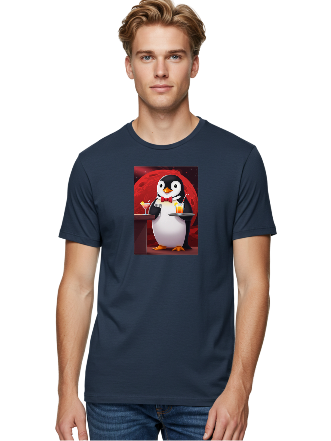 Penguin-Waiter Men'S Graphic Tee, 100% Cotton, Comfortable Casual Summer Wear, Machine Washable, Vintage Camera, Old Camera, Antique Camera, Black Camera, Classic Photography, Photography Equipment, Nostalgic Device, Film Camera, Camera Art Baf991