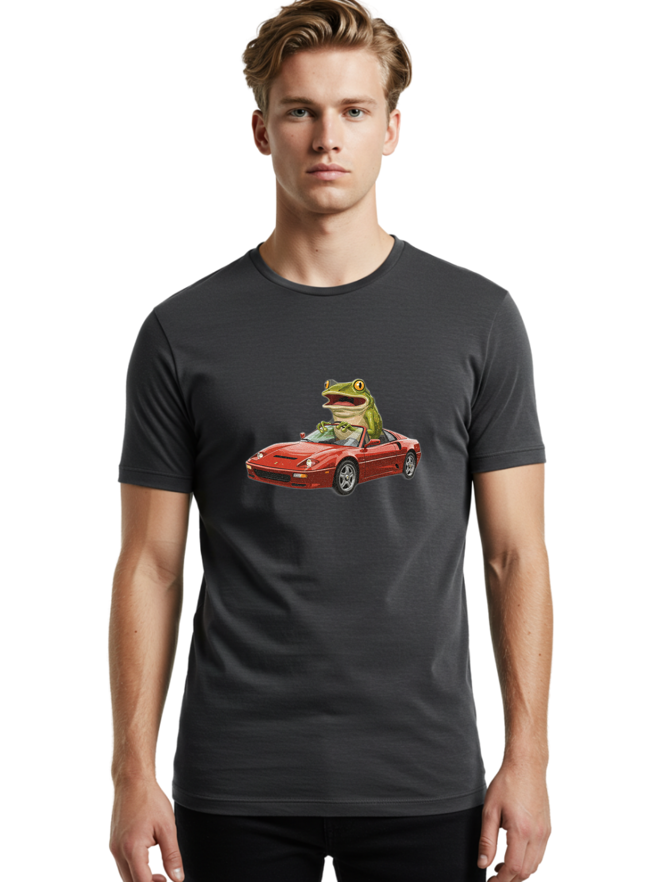 Pepe-Frog-In-Ferrari Men'S Graphic Tee, 100% Cotton, Comfortable Casual Summer Wear, Machine Washable, Vintage Camera, Old Camera, Antique Camera, Black Camera, Classic Photography, Photography Equipment, Nostalgic Device, Film Camera, Baf994