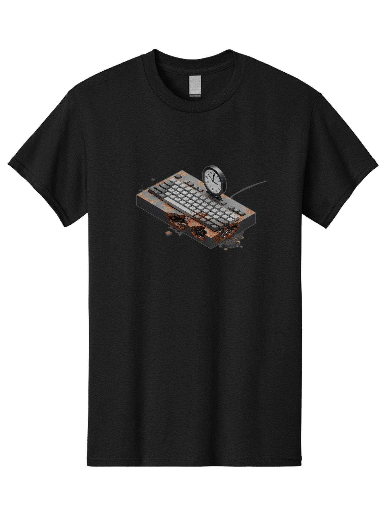 Rusty-Keyboard-And-Clock Men'S Graphic Tee, 100% Cotton, Comfortable Casual Summer Wear, Machine Washable, Vintage Camera, Old Camera, Antique Camera, Black Camera, Classic Photography, Photography Equipment, Nostalgic Device, Film Camera, Bag003