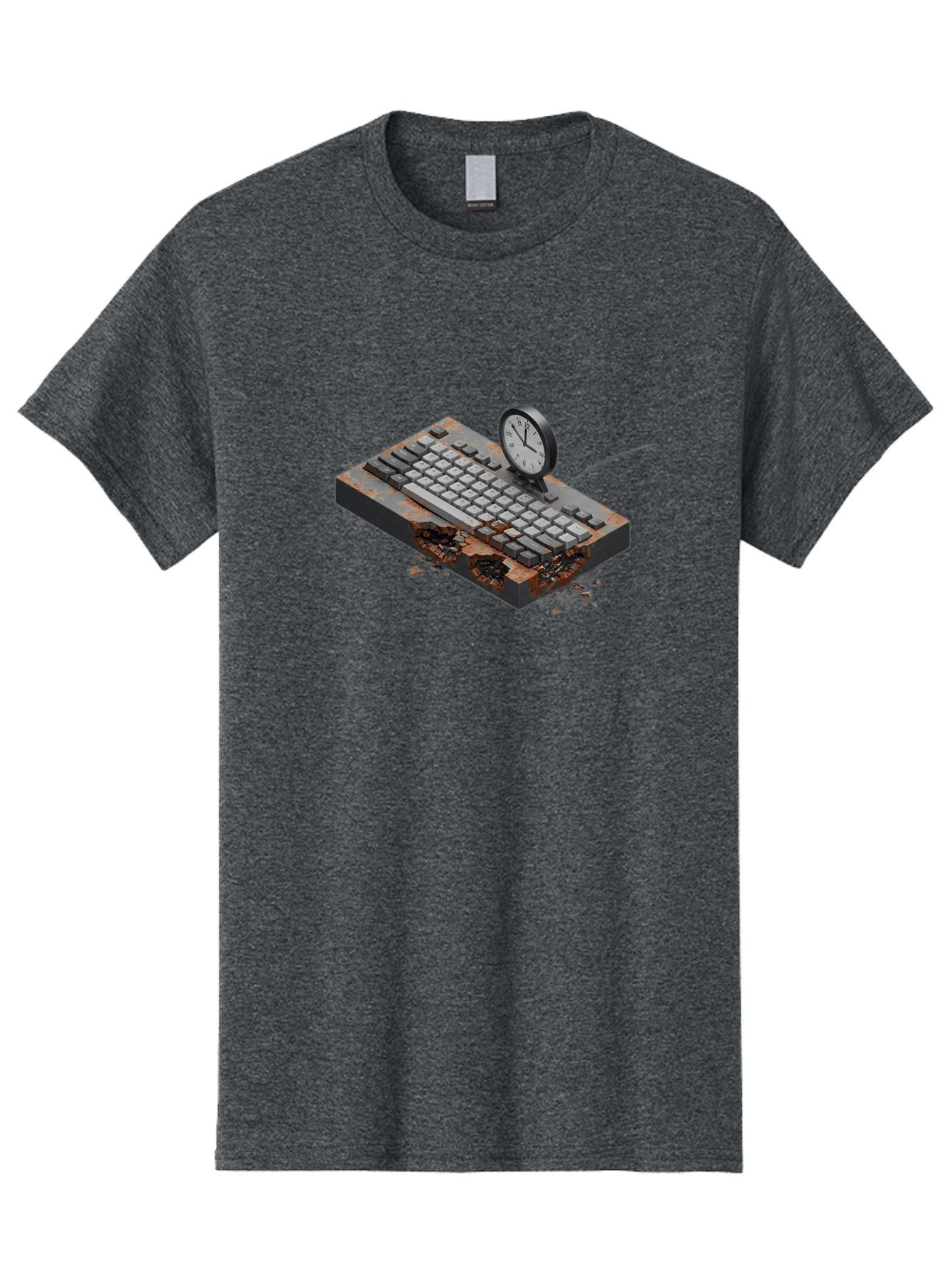 Rusty-Keyboard-And-Clock Men'S Graphic Tee, 100% Cotton, Comfortable Casual Summer Wear, Machine Washable, Vintage Camera, Old Camera, Antique Camera, Black Camera, Classic Photography, Photography Equipment, Nostalgic Device, Film Camera, Bag003