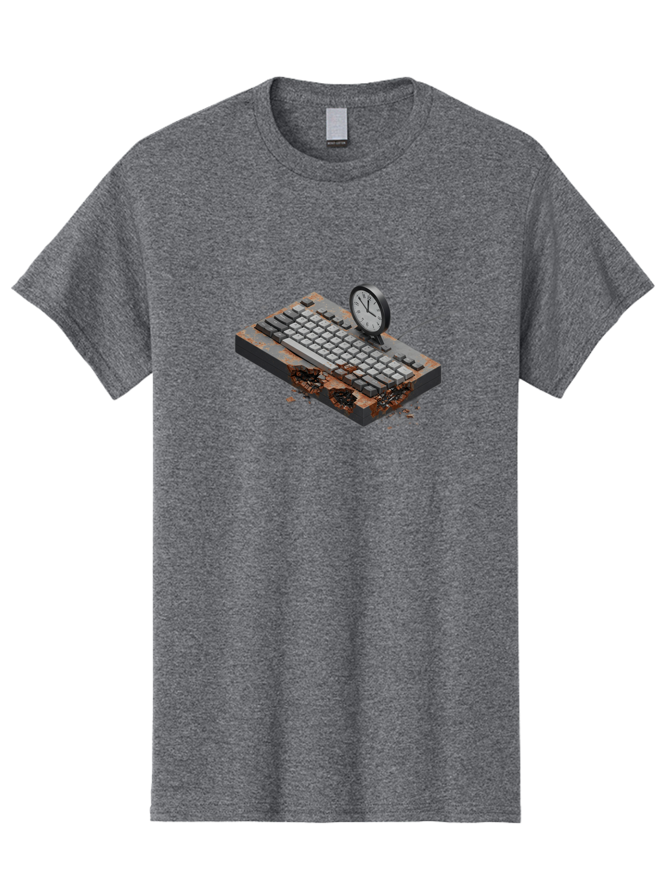 Rusty-Keyboard-And-Clock Men'S Graphic Tee, 100% Cotton, Comfortable Casual Summer Wear, Machine Washable, Vintage Camera, Old Camera, Antique Camera, Black Camera, Classic Photography, Photography Equipment, Nostalgic Device, Film Camera, Bag003