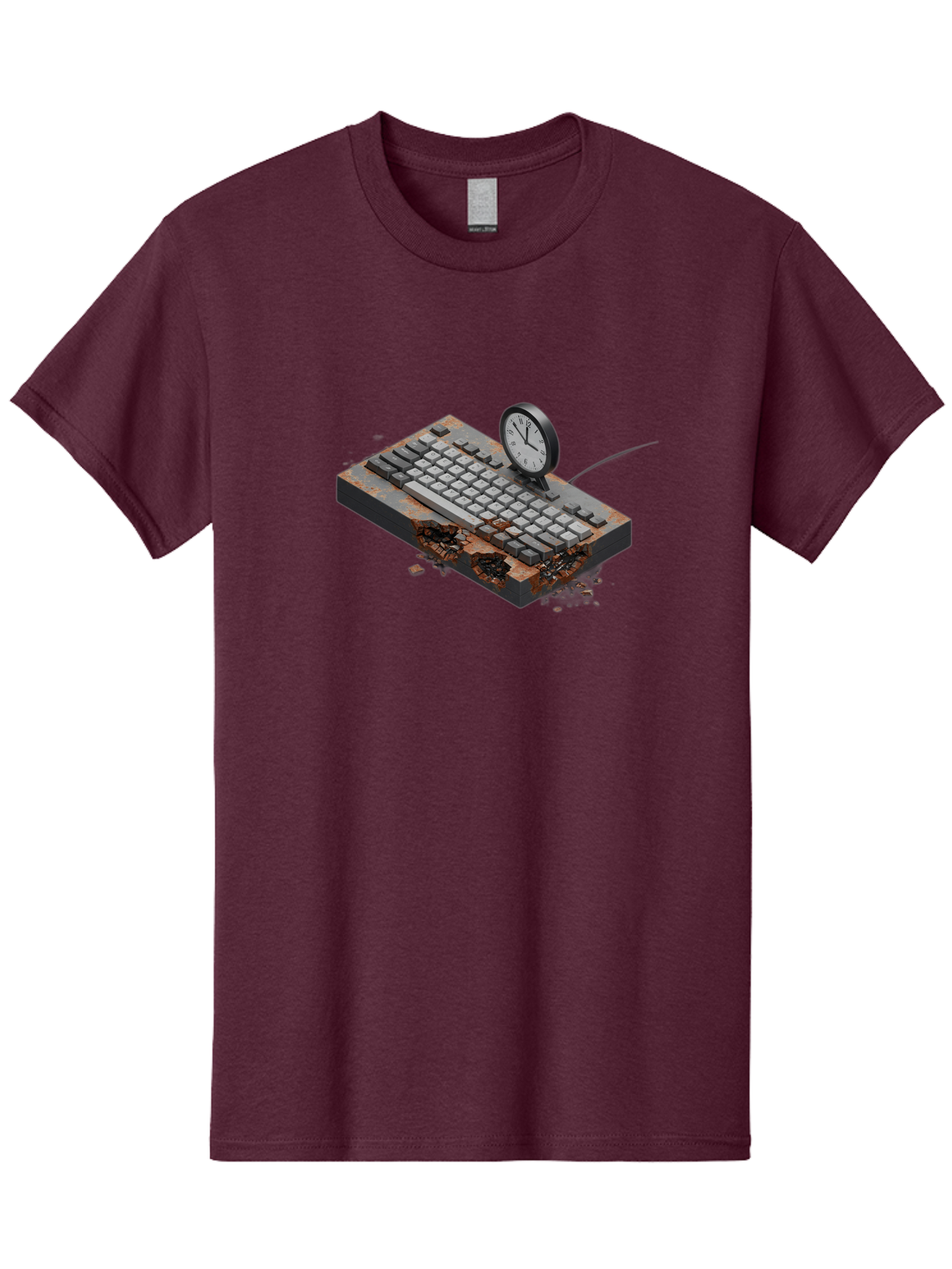 Rusty-Keyboard-And-Clock Men'S Graphic Tee, 100% Cotton, Comfortable Casual Summer Wear, Machine Washable, Vintage Camera, Old Camera, Antique Camera, Black Camera, Classic Photography, Photography Equipment, Nostalgic Device, Film Camera, Bag003