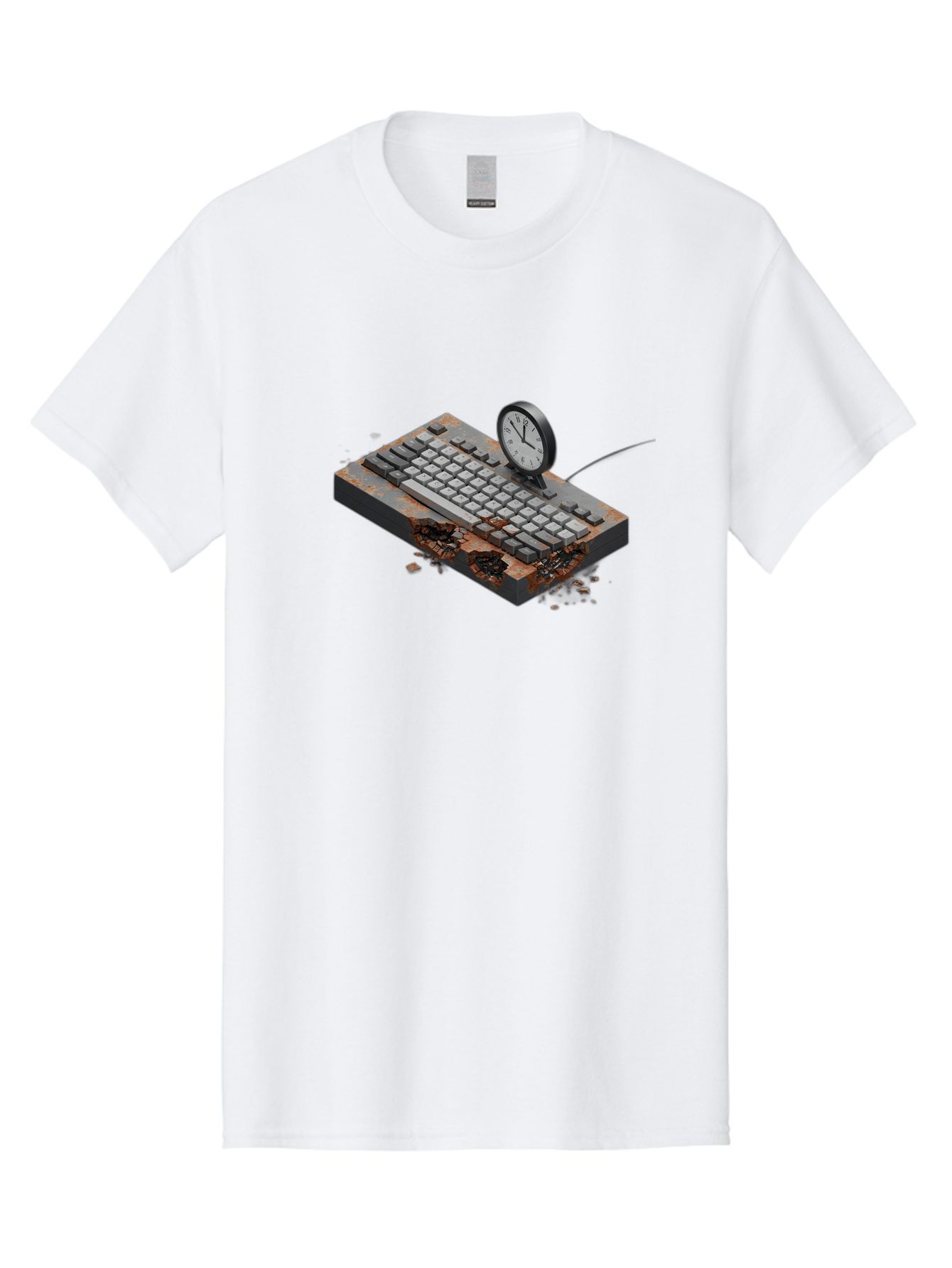 Rusty-Keyboard-And-Clock Men'S Graphic Tee, 100% Cotton, Comfortable Casual Summer Wear, Machine Washable, Vintage Camera, Old Camera, Antique Camera, Black Camera, Classic Photography, Photography Equipment, Nostalgic Device, Film Camera, Bag003