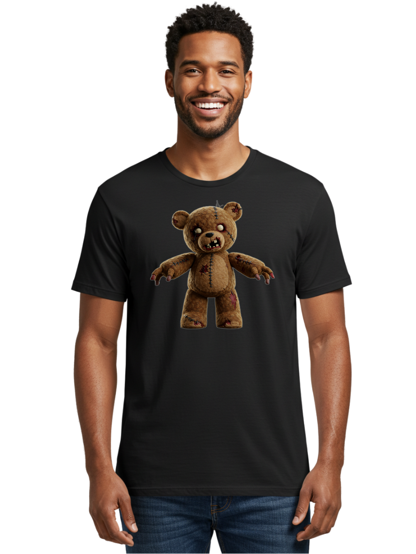 Scary-Teddy-Bear Men'S Graphic Tee, 100% Cotton, Comfortable Casual Summer Wear, Machine Washable, Vintage Camera, Old Camera, Antique Camera, Black Camera, Classic Photography, Photography Equipment, Nostalgic Device, Film Camera, Camera Art Bag008