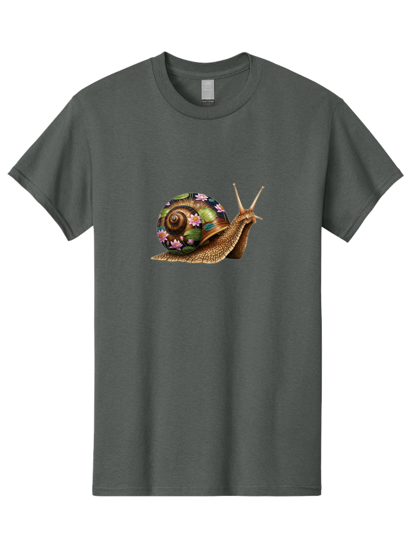 Snail-With-Flowers-1 Men'S Graphic Tee, 100% Cotton, Comfortable Casual Summer Wear, Machine Washable, Vintage Camera, Old Camera, Antique Camera, Black Camera, Classic Photography, Photography Equipment, Nostalgic Device, Film Camera, Bag020