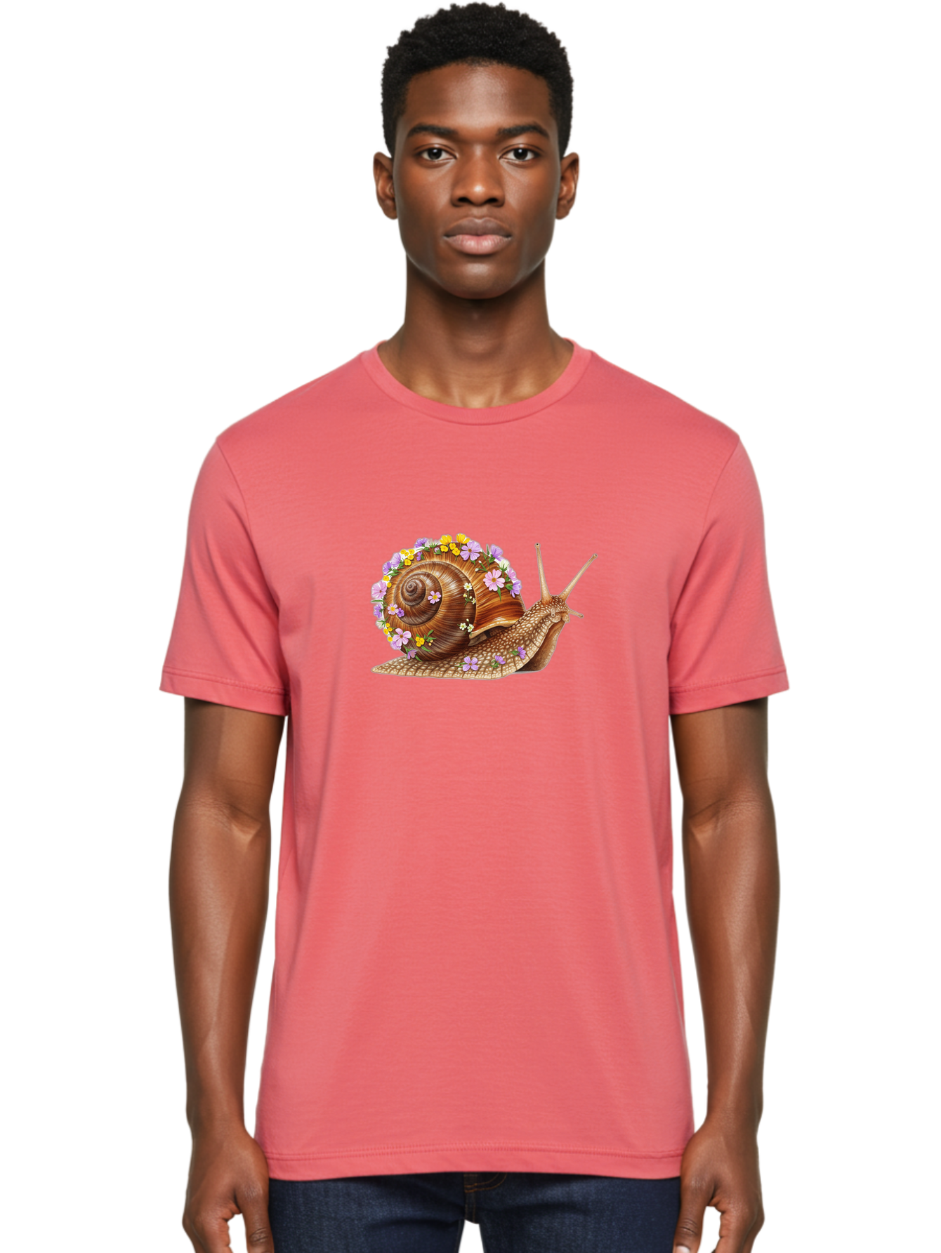 Snail-With-Flowers-2 Men'S Graphic Tee, 100% Cotton, Comfortable Casual Summer Wear, Machine Washable, Vintage Camera, Old Camera, Antique Camera, Black Camera, Classic Photography, Photography Equipment, Nostalgic Device, Film Camera, Bag021